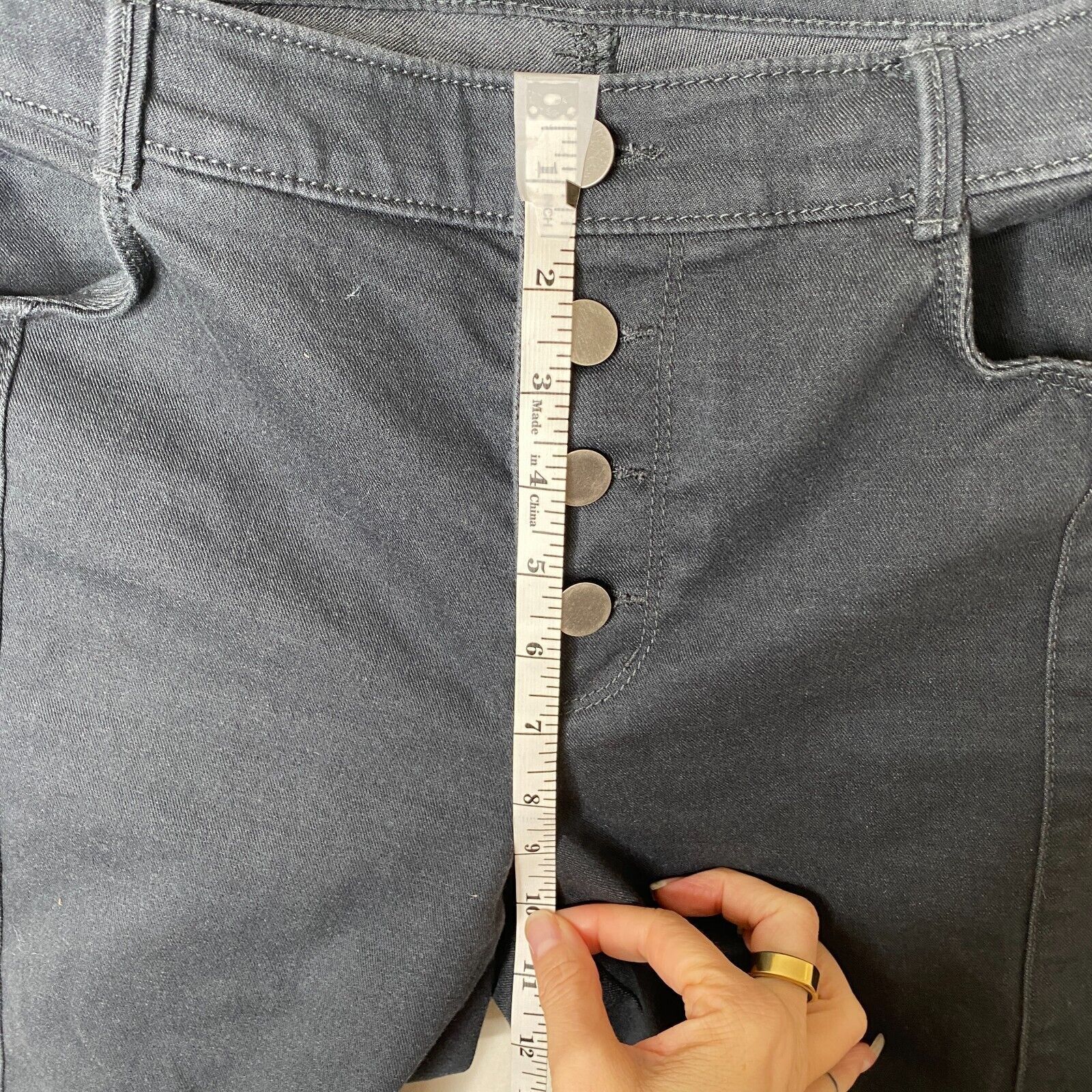 Loft Loft Gray Button Fly Skinny Crop Raw Hem Stretchy Jeans 4 Size 27" / US 4 / IT 40 - 8 Thumbnail