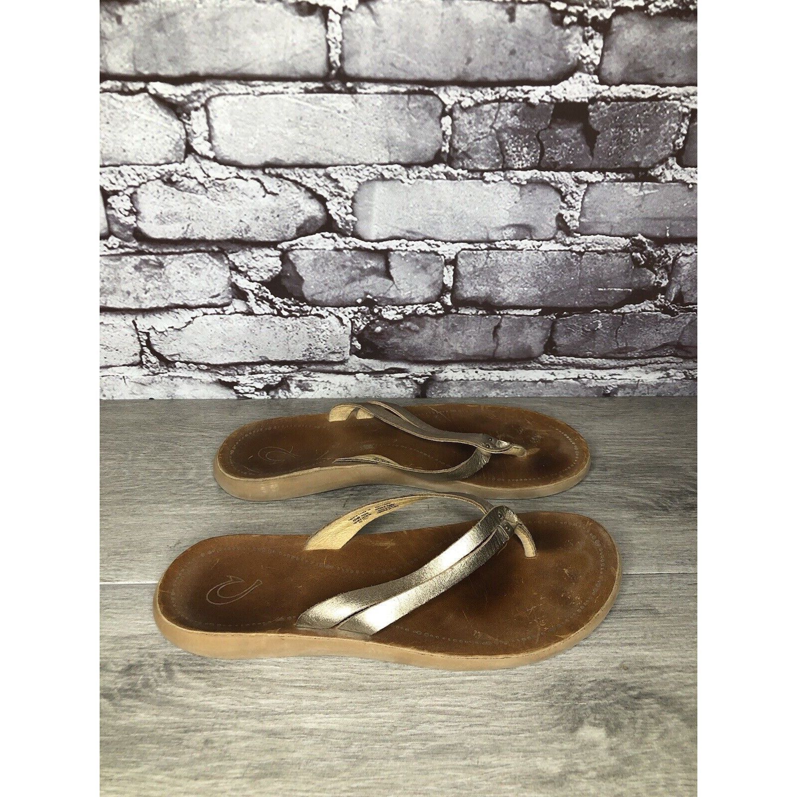 Olukai Olukai Kapehe Luana Gold Leather Beach Flip Flops Sandals Wo Size US 9 / IT 39 - 3 Thumbnail