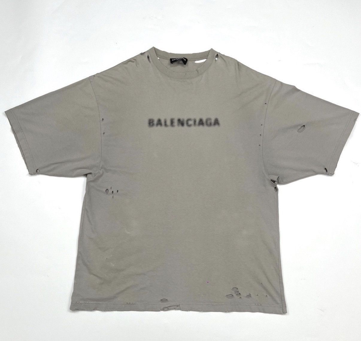 Balenciaga Gray Distressed Short-Sleeve Shirt Size US S / EU 44-46 / 1 - 1 Thumbnail