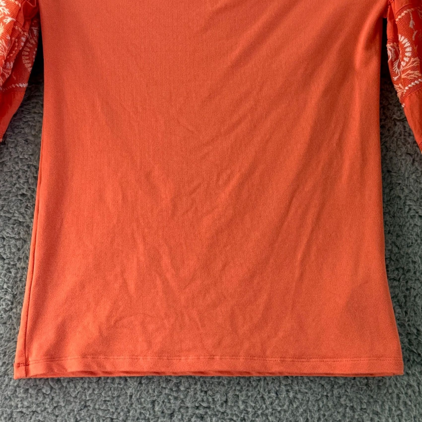 Free People Free People Rock With It Top Womens Small Orange Off Shoulder Embroidered Boho Size S / US 4 / IT 40 - 4 Thumbnail