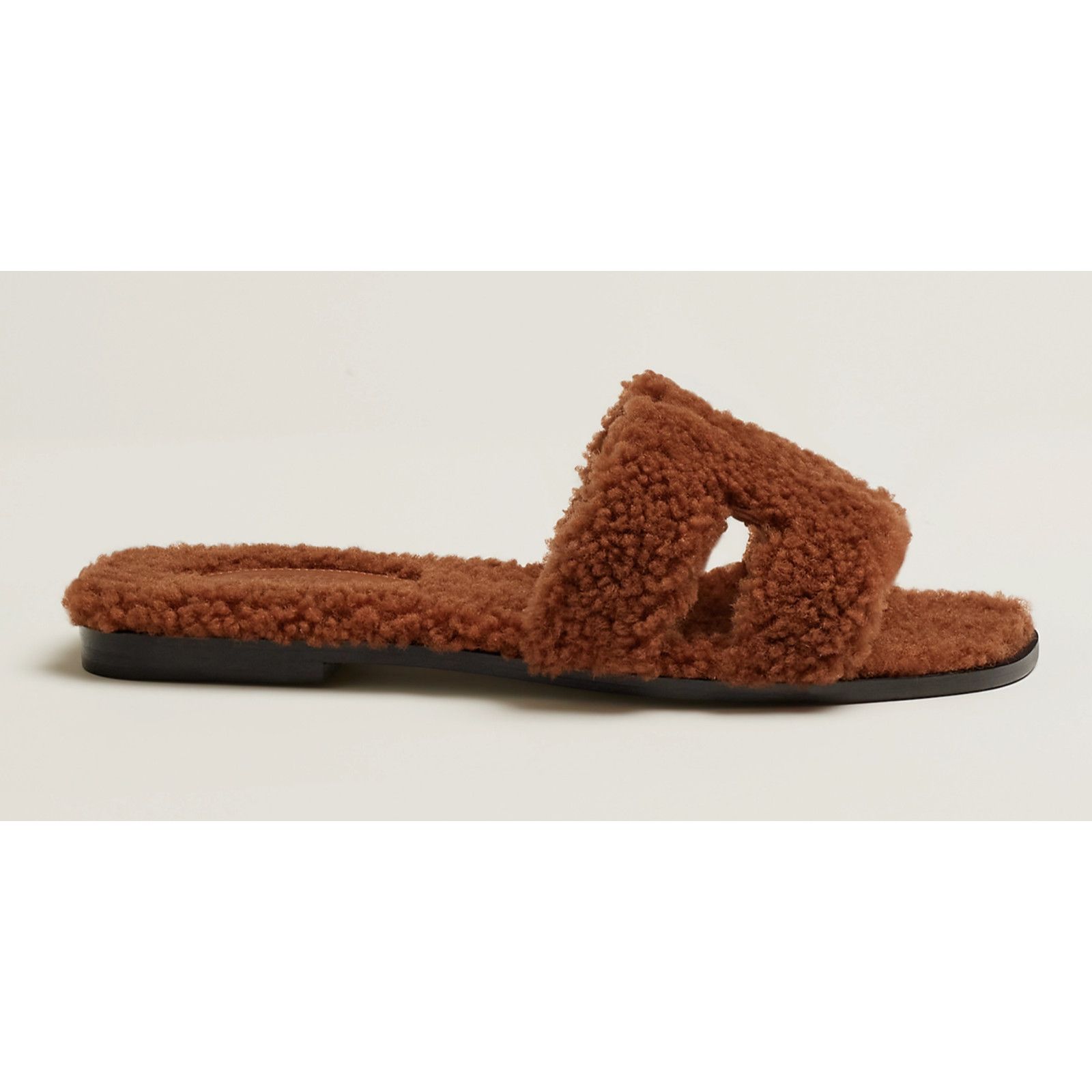 Hermes Hermes Oran Teddy Shearling Fur Brown H Logo Slide Size US 8 / IT 38 - 5 Thumbnail