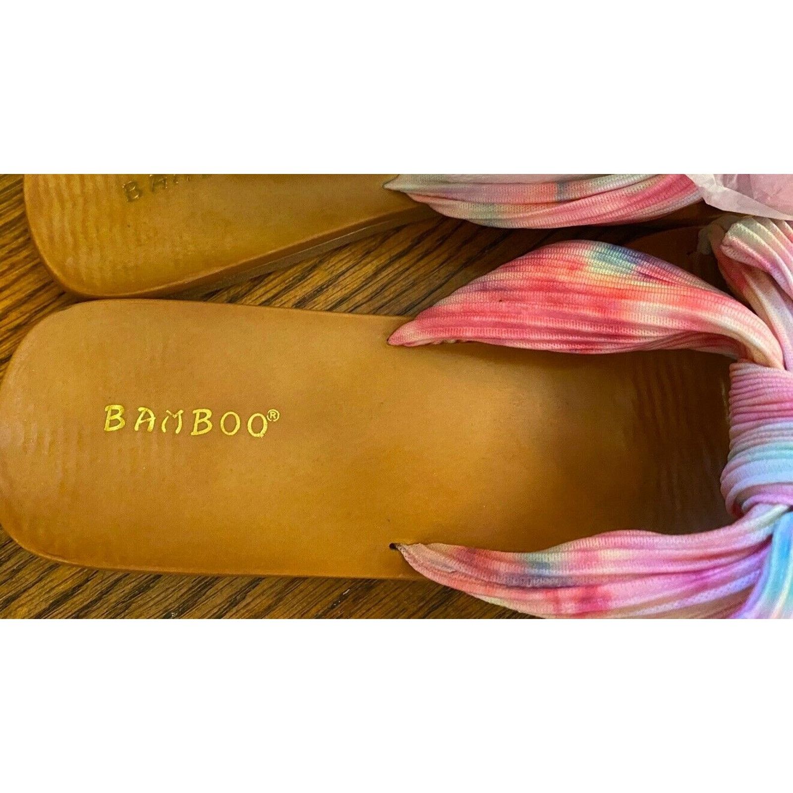 Other Bamboo Sandals Womens 7.5 Flat Slides Pink Tie Dye Faux Bow Size US 7.5 / IT 37.5 - 7 Thumbnail