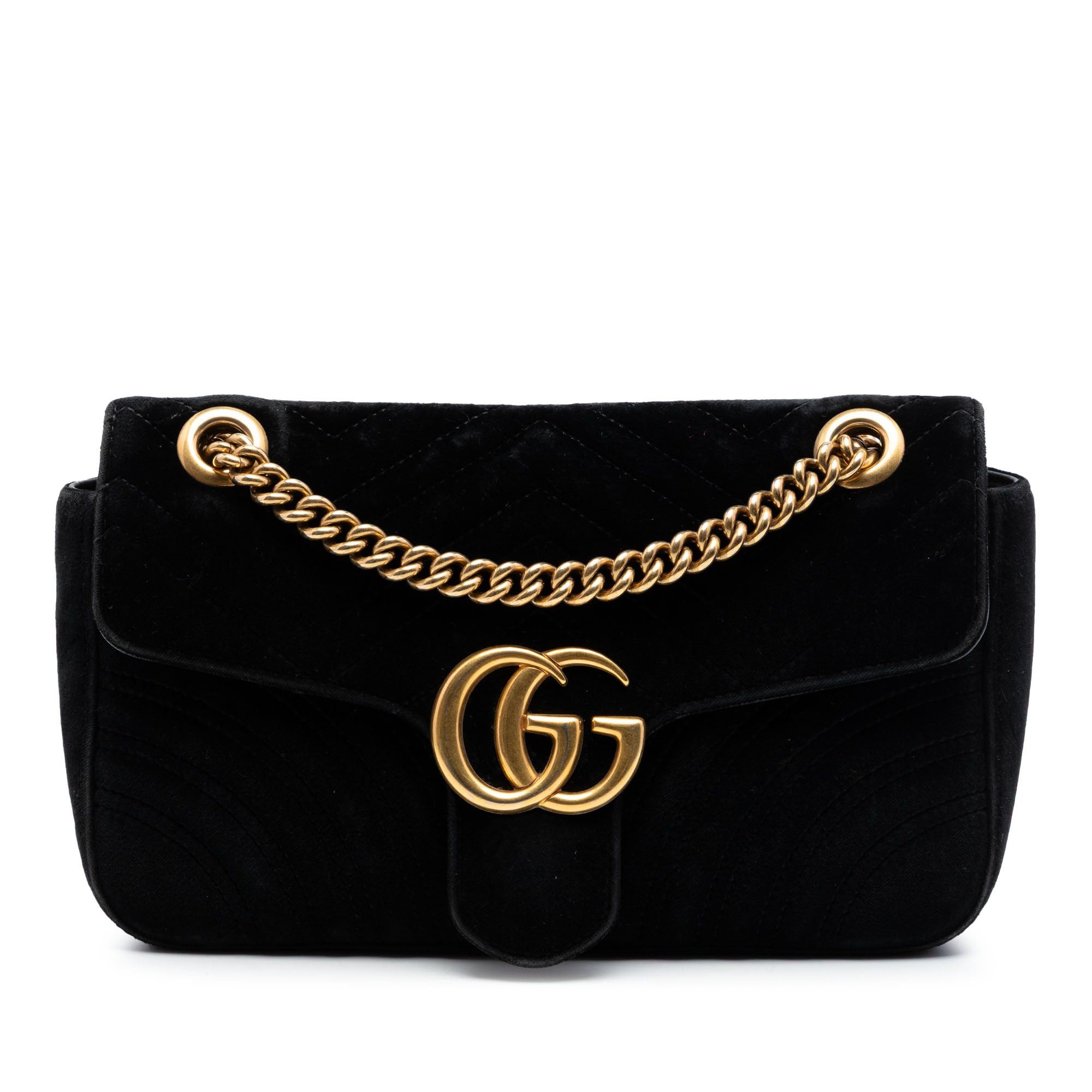 Gucci Medium GG Marmont Matelasse Velvet Shoulder Bag Size ONE SIZE - 1 Thumbnail
