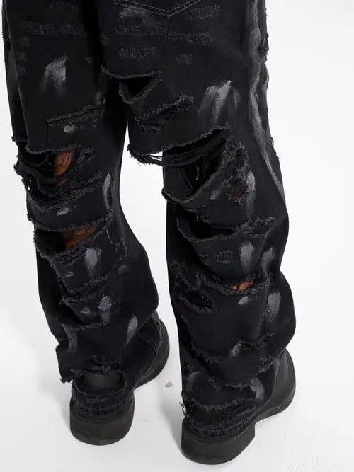 VIBE High street style mud dyed ripped straight baggy jeans Size US 31 - 4 Thumbnail