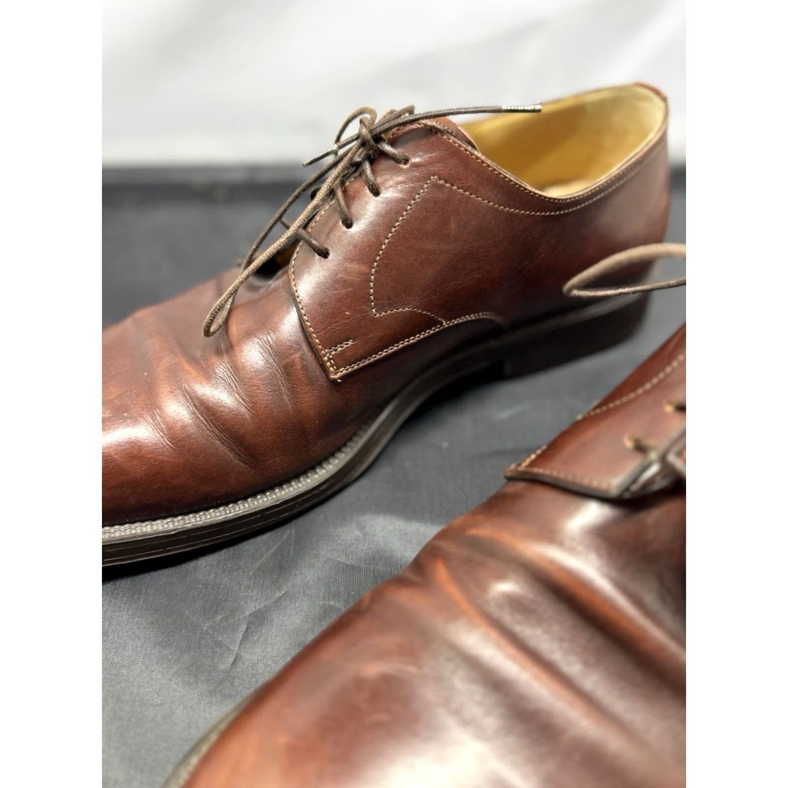 Santoni Santoni Men Dress Shoes Cap Toe Oxford Brown US 10 Leather Sole Leather Upper D Width Cap Toe Lace Up Style 101242 Mens Size ONE SIZE - 4 Thumbnail