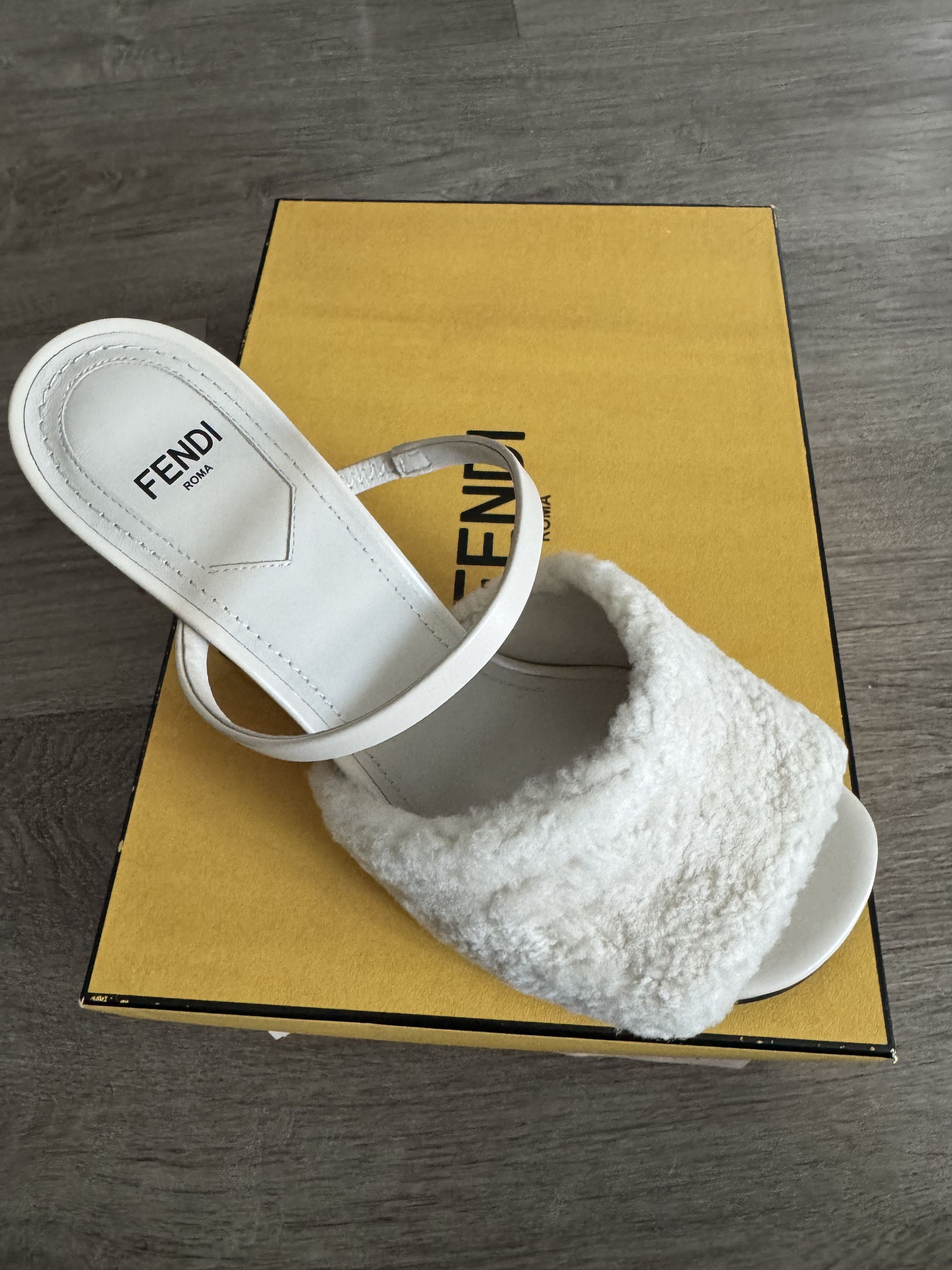 Fendi NWT FENDI First Shearling Diagonal F-Shaped Sculpted Heel Size US 8 / IT 38 - 1 Thumbnail