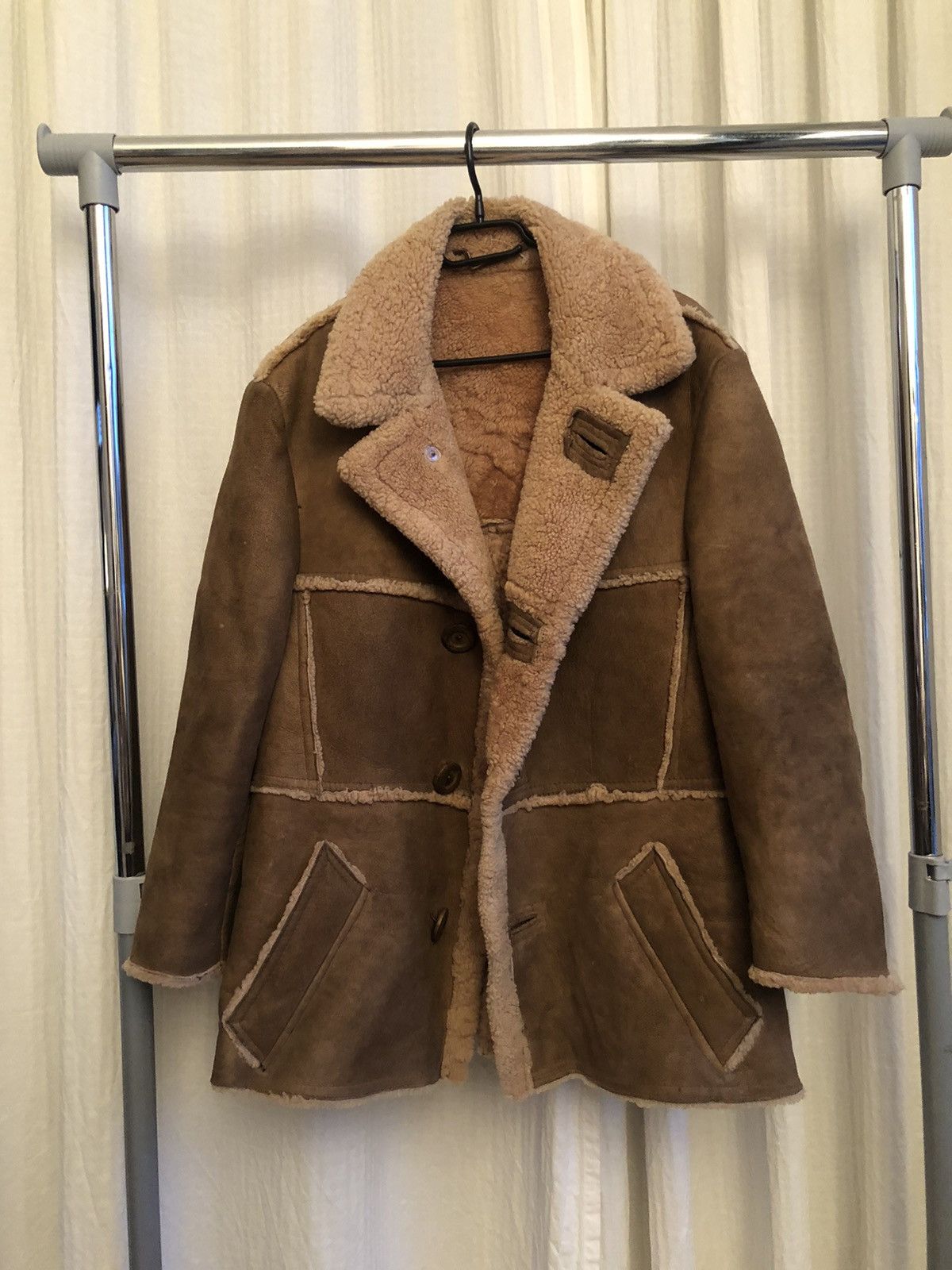 image of Vintage Real Sherling Leather Jacket Made In Germany in Brown, Women's (Size Small)