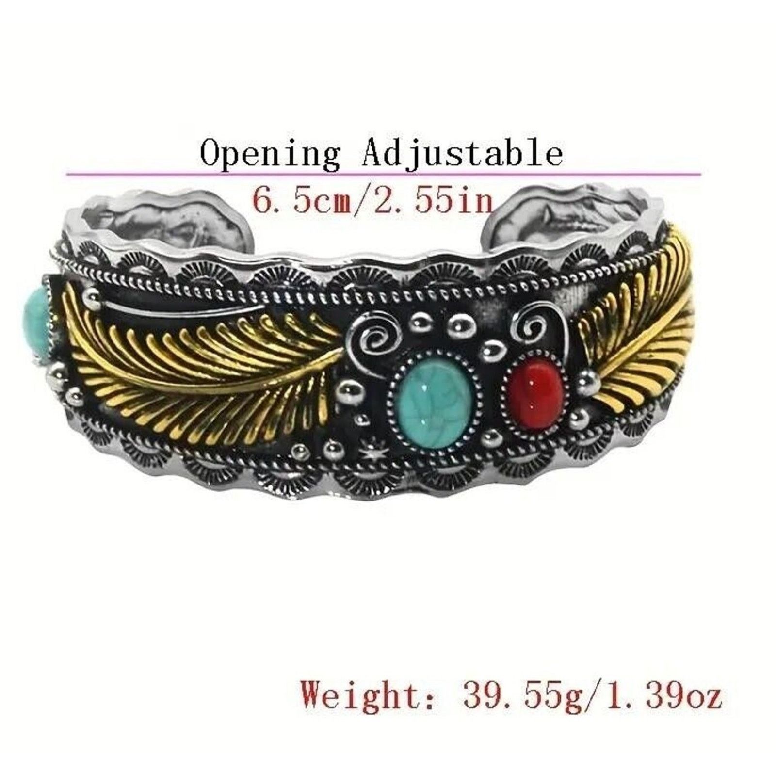 Other Native American Style Silvertone Bracelet Faux Turquoise Size ONE SIZE - 4 Thumbnail