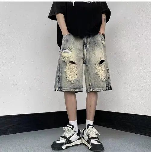 VIBE Street Hip Hop Vintage Loose Fit Denim Shorts Size US 30 / EU 46 - 2 Thumbnail