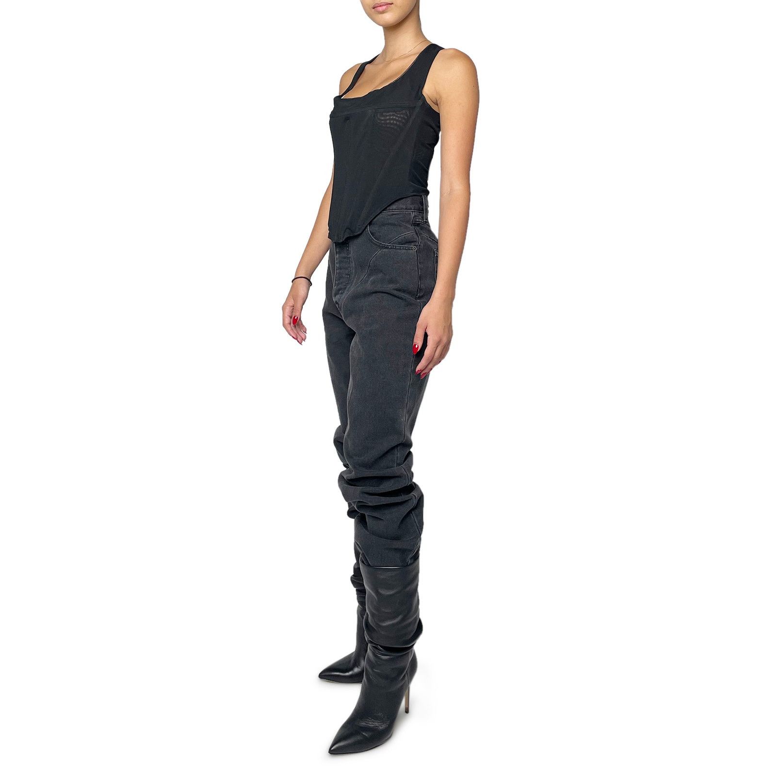 Magda Butrym Black / Gray Denim Jeans Size 38" / US 16 / IT 52 - 5 Thumbnail