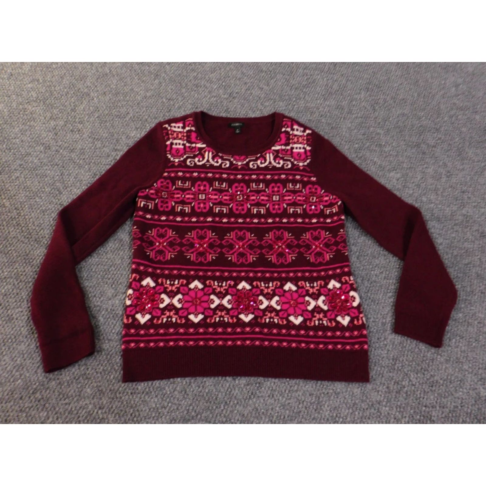 Talbots Talbots Sweater Pullover Regular Women M Purple Geometric Knit Nylon Wool Crew Neck Long Sleeve Modern Size M / US 6-8 / IT 42-44 - 2 Thumbnail