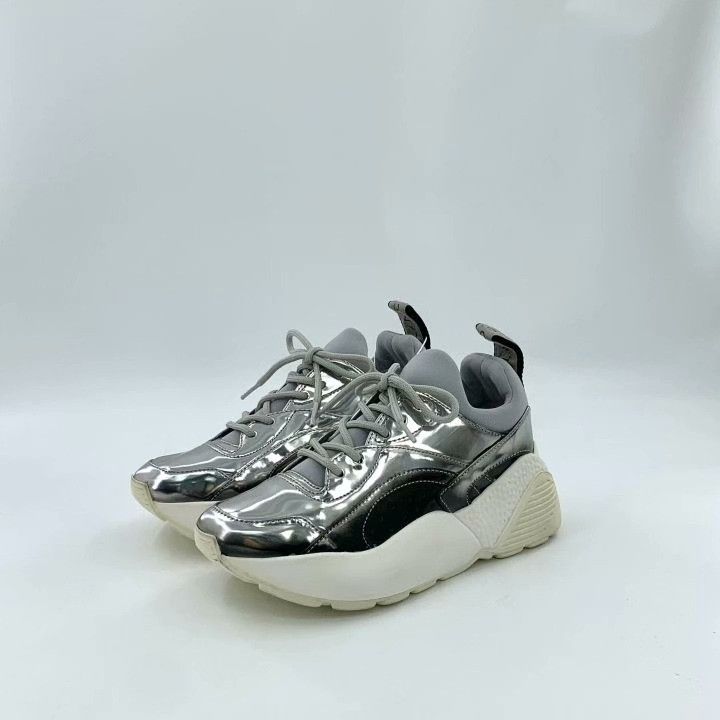 Stella McCartney Stella McCartney Silver Platform Sneakers Size US 5 / IT 35 - 1 Thumbnail