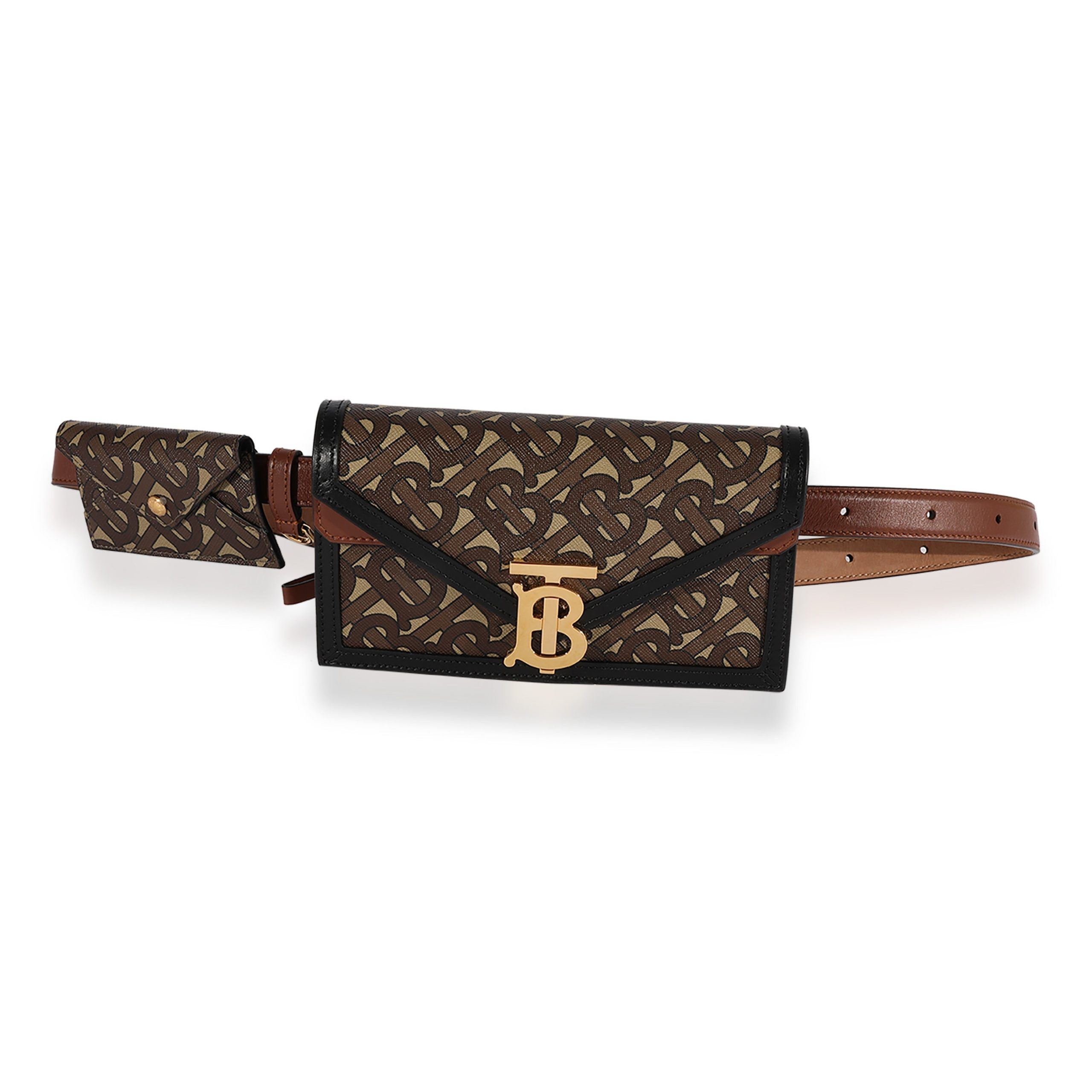 Burberry Bridle Brown Monogram E-Canvas TB Envelope Belt Bag