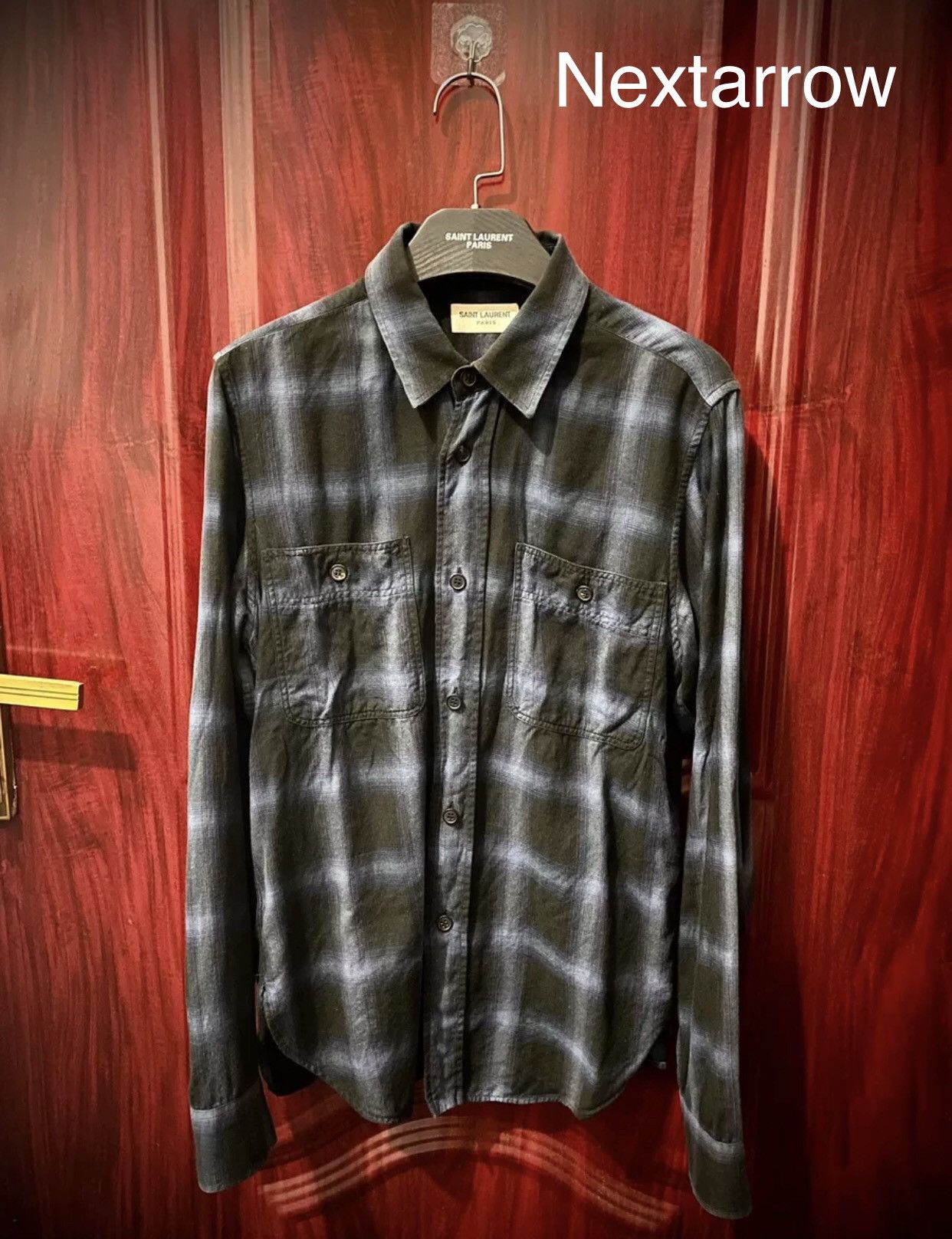 Saint Laurent Paris × Yves Saint Laurent Saint Laurent slp 2013FW blue and black plaid shirt Size US S / EU 44-46 / 1 - 1 Thumbnail