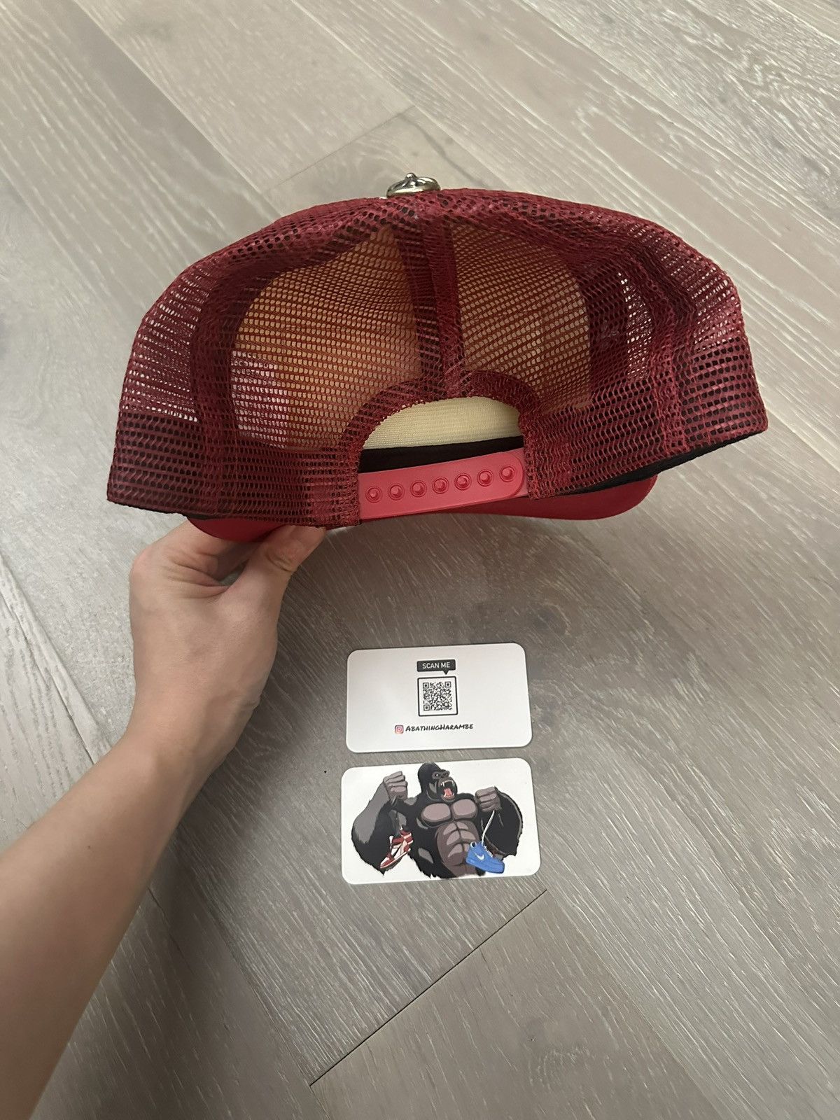 Chrome Hearts Chrome Hearts FUCK Hollywood Trucker Hat Red/White Size ONE SIZE - 3 Thumbnail