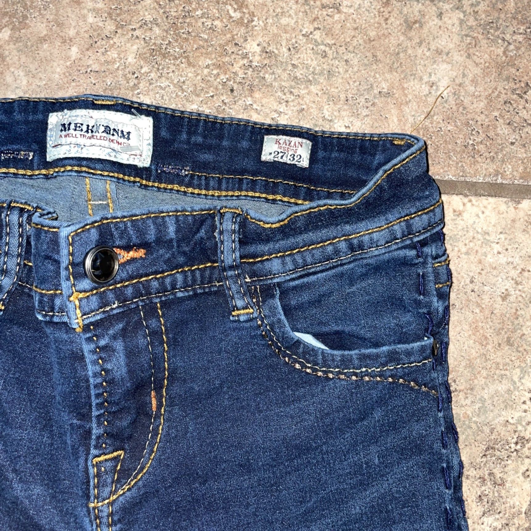 Denime VINTAGE Mek Denim USA Kazan Legging Jeans Women 27x32 Blue Denim Straight Pants USA Theme Size 27" / US 4 / IT 40 - 2 Thumbnail