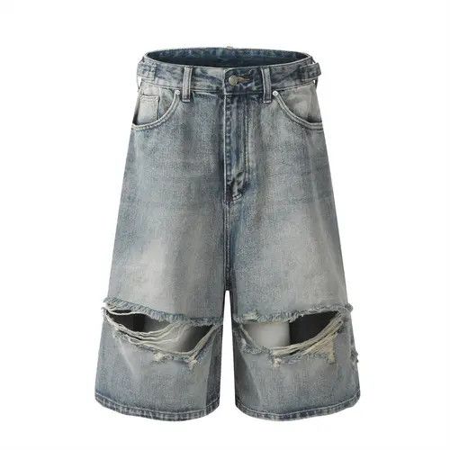 VIBE American street loose casual wide-leg ripped denim shorts Size US 32 / EU 48 - 2 Thumbnail