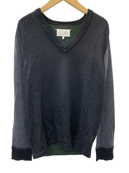 Maison Margiela Coolneck Bi-Colored Knit Black×Green Size XXL