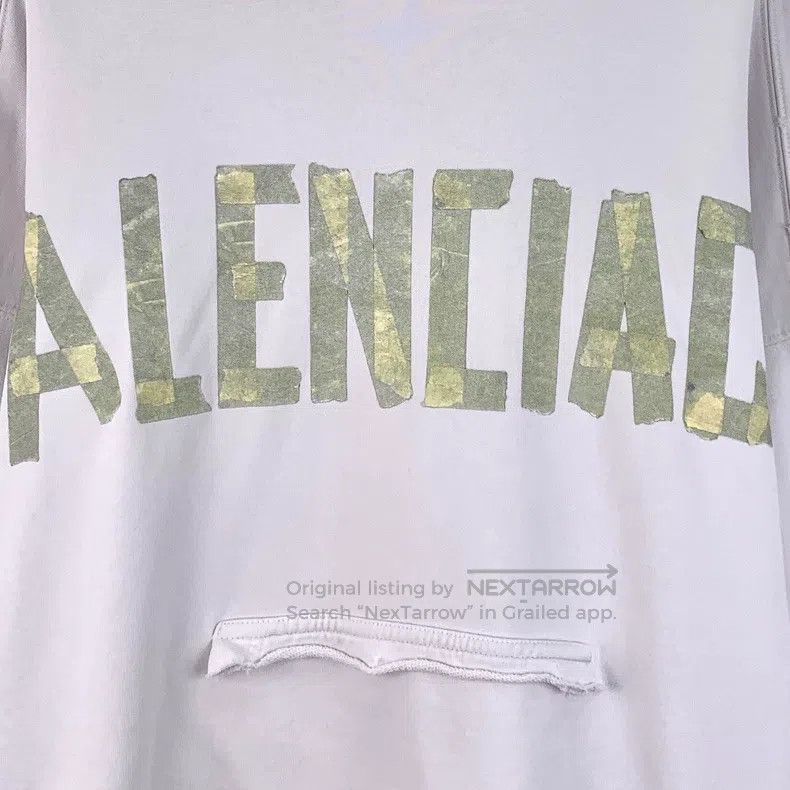 Balenciaga Balenciaga White Hole Distressed Tape Logo Letter Printed Size US XS / EU 42 / 0 - 4 Thumbnail