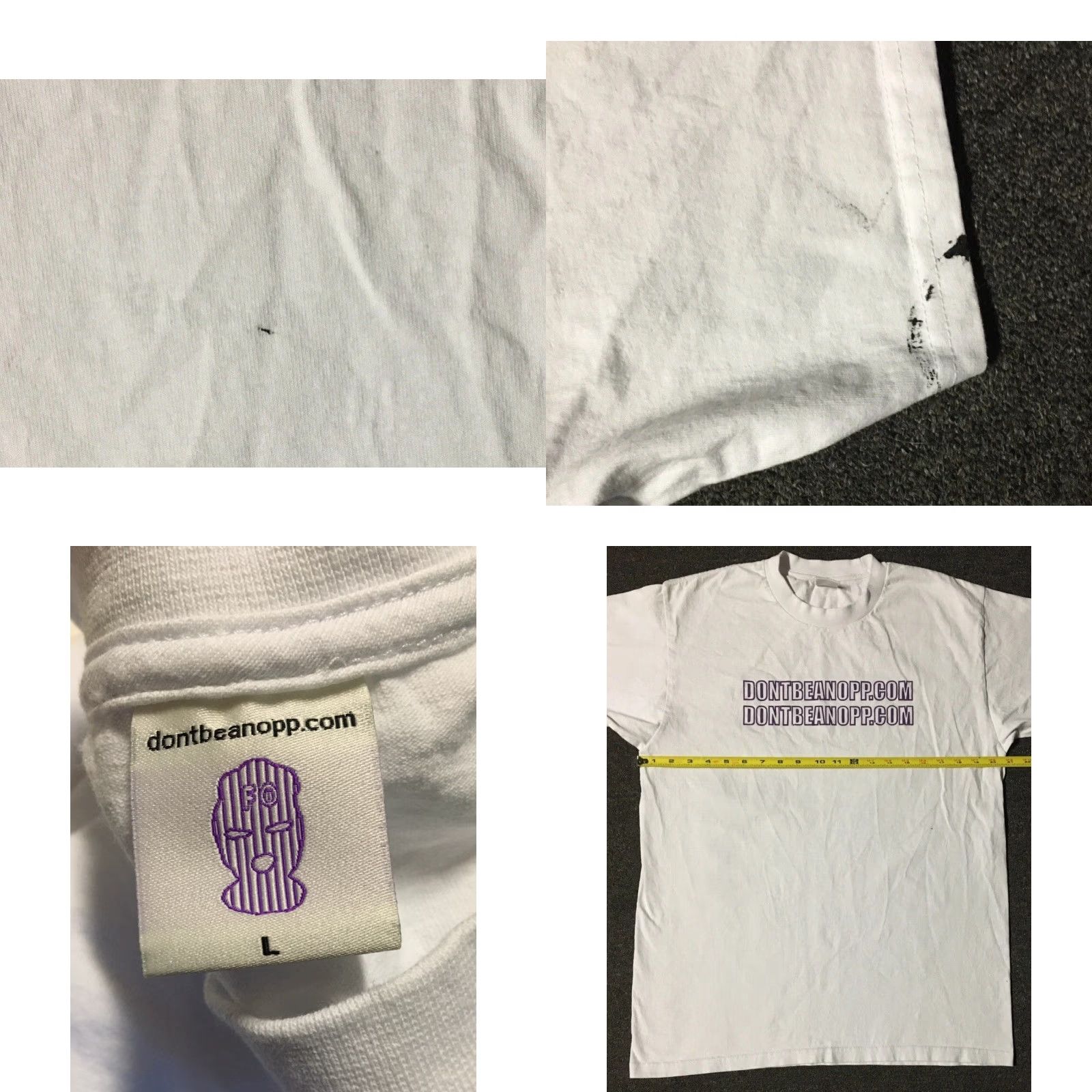 Bell VINTAGE Dont Be An Opp Belly DMX Nas All Over Print Shirt L White Hip Hop 80s 90s Grunge USA NYC Rap Tee Mens Shirt L Size US L / EU 52-54 / 3 - 8 Thumbnail