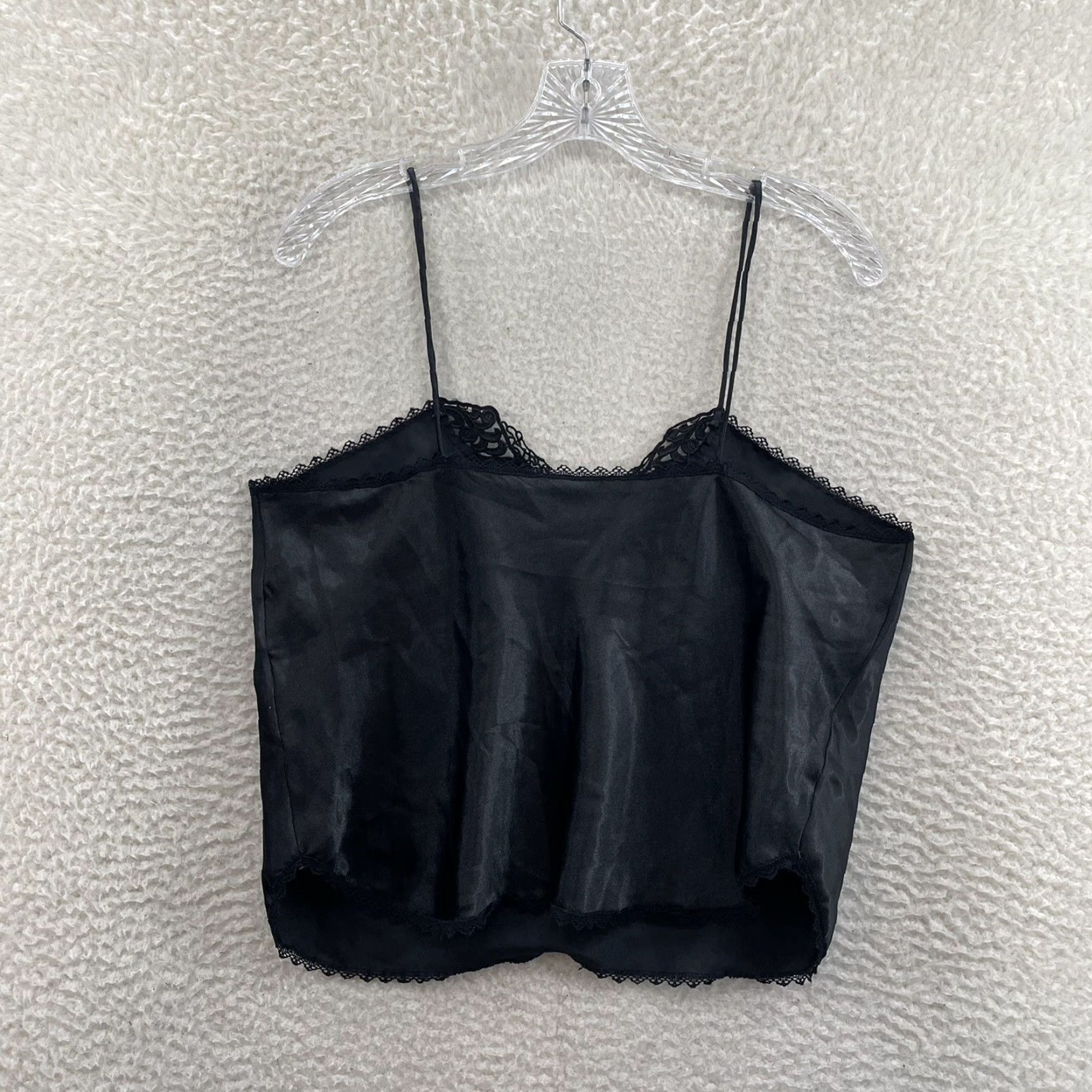 Vintage VINTAGE 90s Camisole Top Satin Black Embroidered Lingerie Tank Women Ladies L Size L / US 10 / IT 46 - 2 Thumbnail