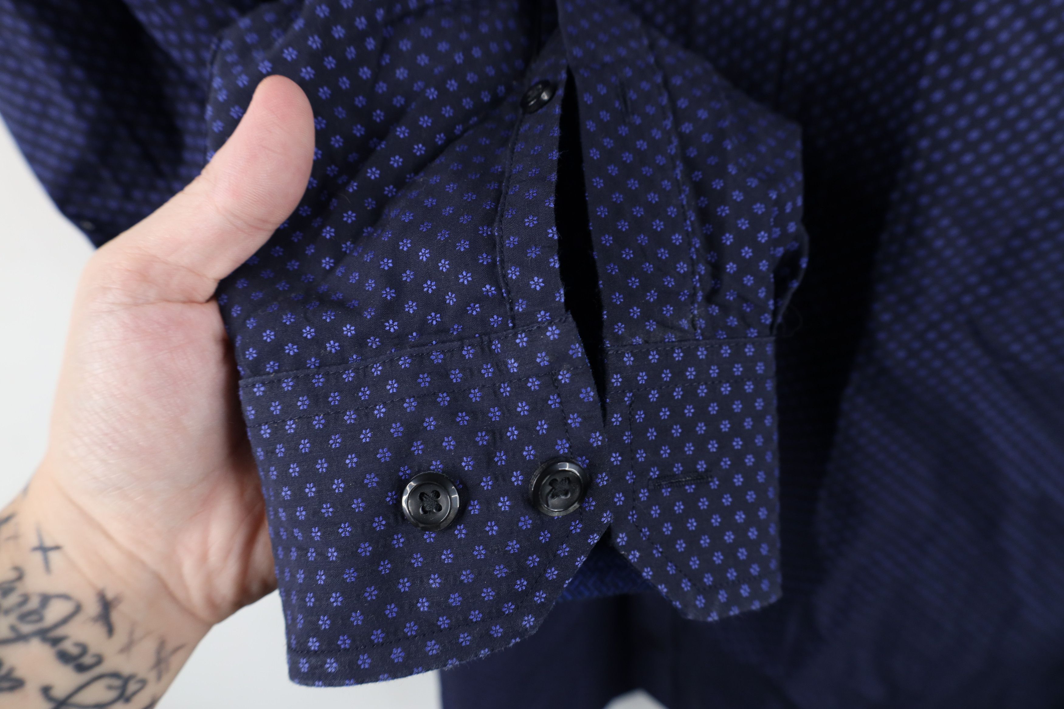 Johnston & Murphy Johnston & Murphy Floral Collared Button Shirt Cotton Blue Size US XL / EU 56 / 4 - 7 Thumbnail