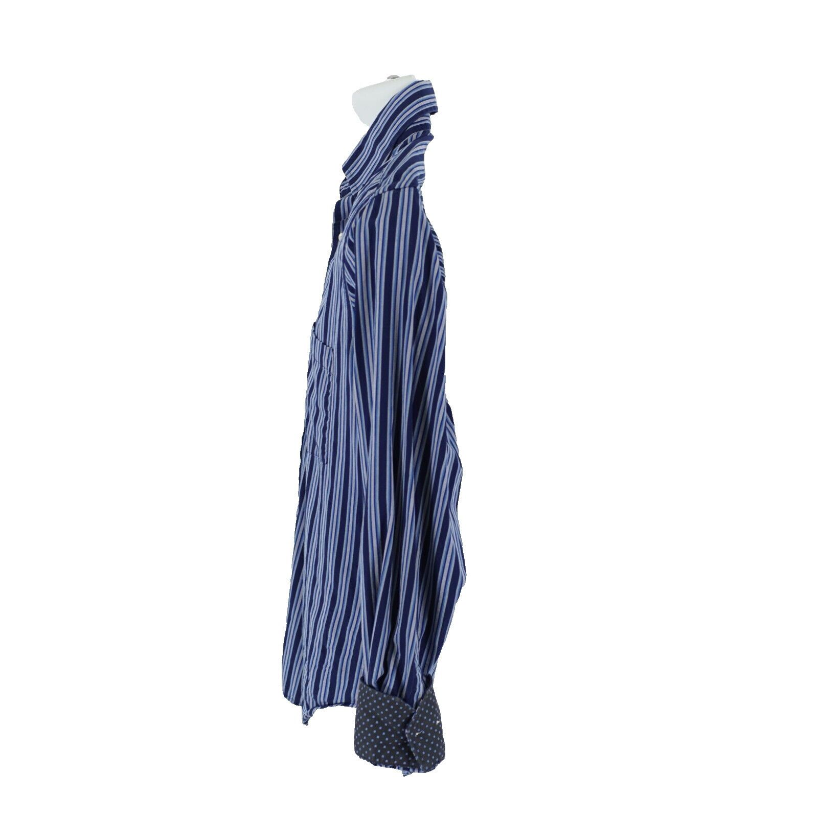 Tailorbyrd Tailorbyrd Blue Striped Flip Cuff Pocket Front Button Down S Size US S / EU 44-46 / 1 - 6 Thumbnail