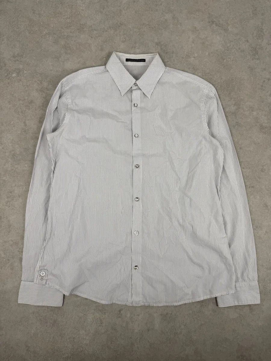 Marithe + Francois Girbaud 2000s Marithé + François Girbaud White & Blue Striped Signature Shirt Size US M / EU 48-50 / 2 - 10 Thumbnail