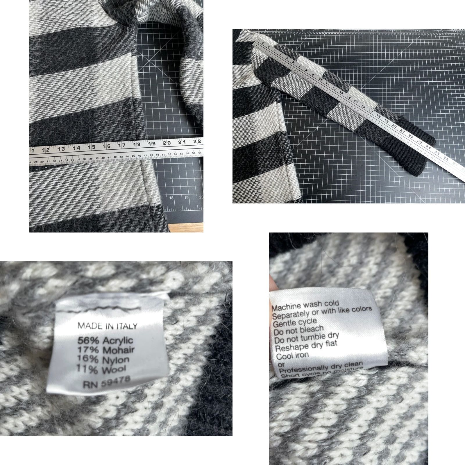 Vintage VINTAGE Maryline Cardigan Shirt Womens Large Gray Black Check Italy Made Sweater Size L / US 10 / IT 46 - 8 Thumbnail