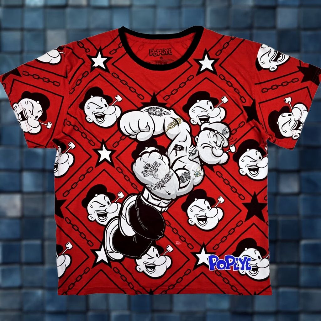 Gloverall Popeye the Sailor Man Shirt Men 2XL Red All Over Graphic Cartoon T-Shirt Size US XXL / EU 58 / 5 - 1 Thumbnail