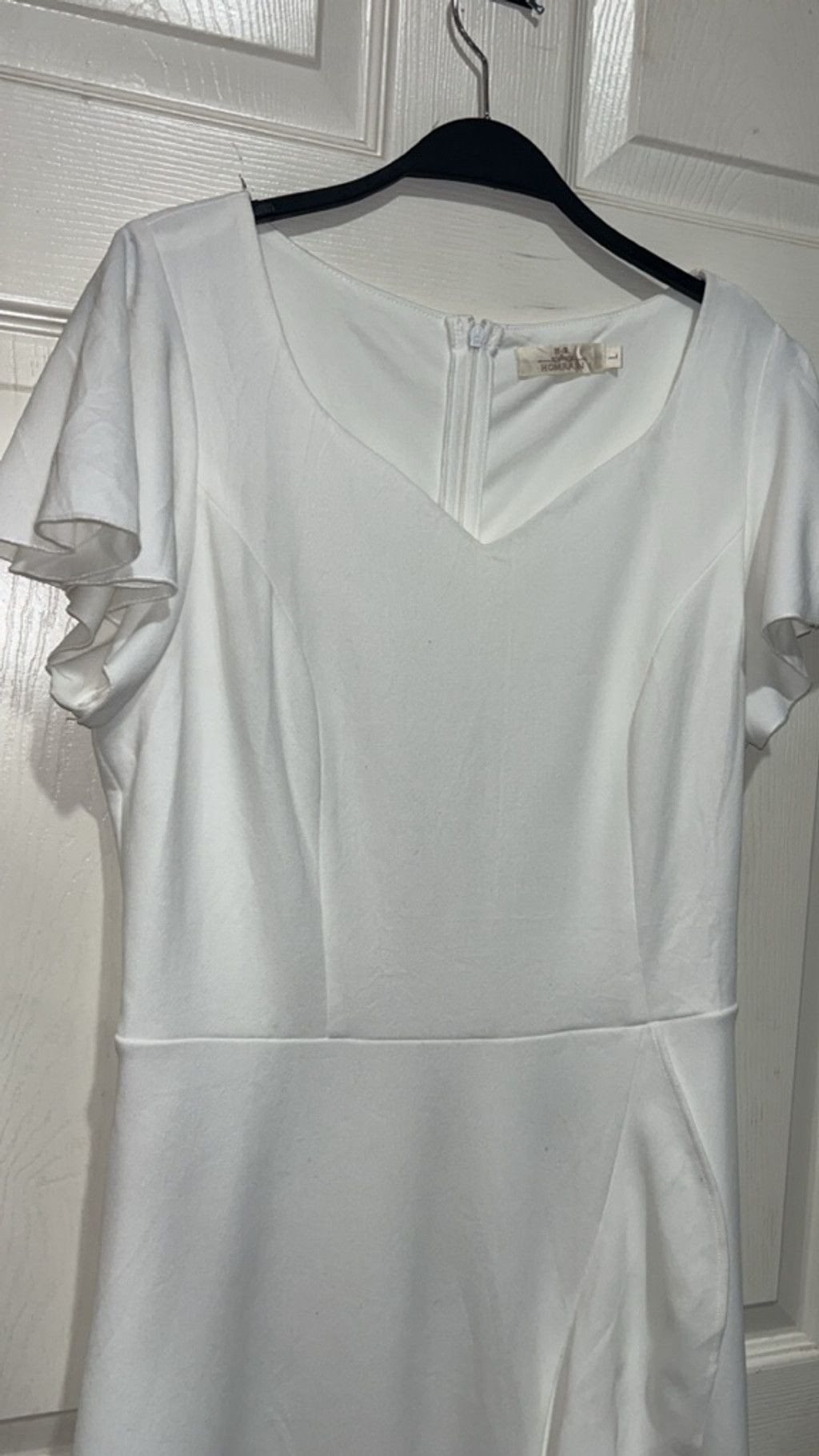 Homage Women's HOMRA White Ruffle Midi Dress L Size L / US 10 / IT 46 - 2 Thumbnail