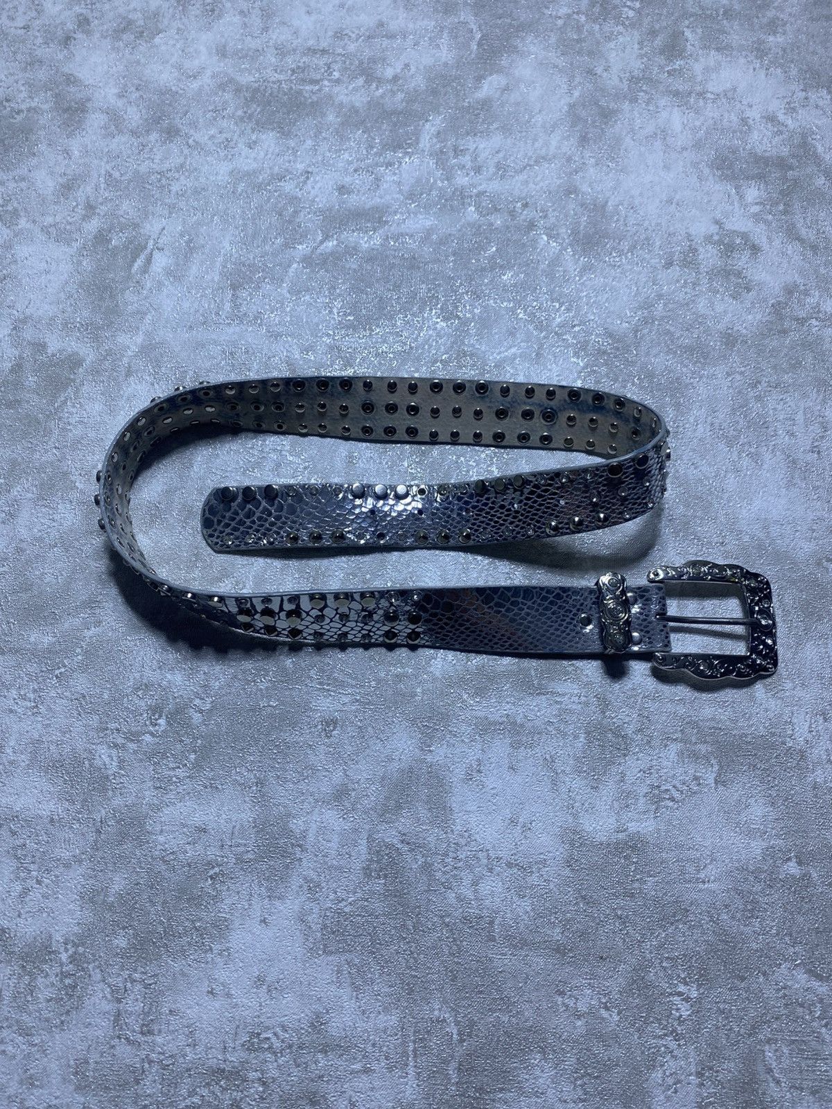 B.B. Simon Vintage Silver Snakeskin Rhinestone Belt Cyber Y2K B.BSimone Size ONE SIZE - 3 Thumbnail
