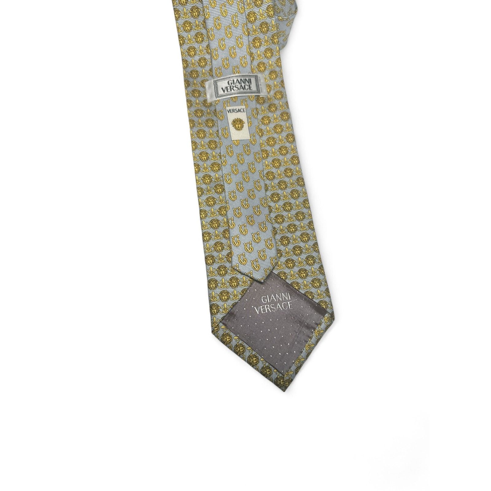 Versace Versace Men’s 60" Tie 100% Silk Gold Gray Medusa Size ONE SIZE - 3 Thumbnail