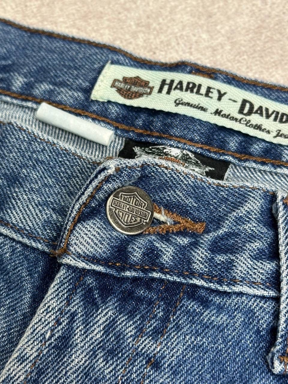 Harley Davidson VINTAGE HARLEY DAVIDSON Washed Denim Relaxed Moto JEANS Size US 33 - 10 Thumbnail
