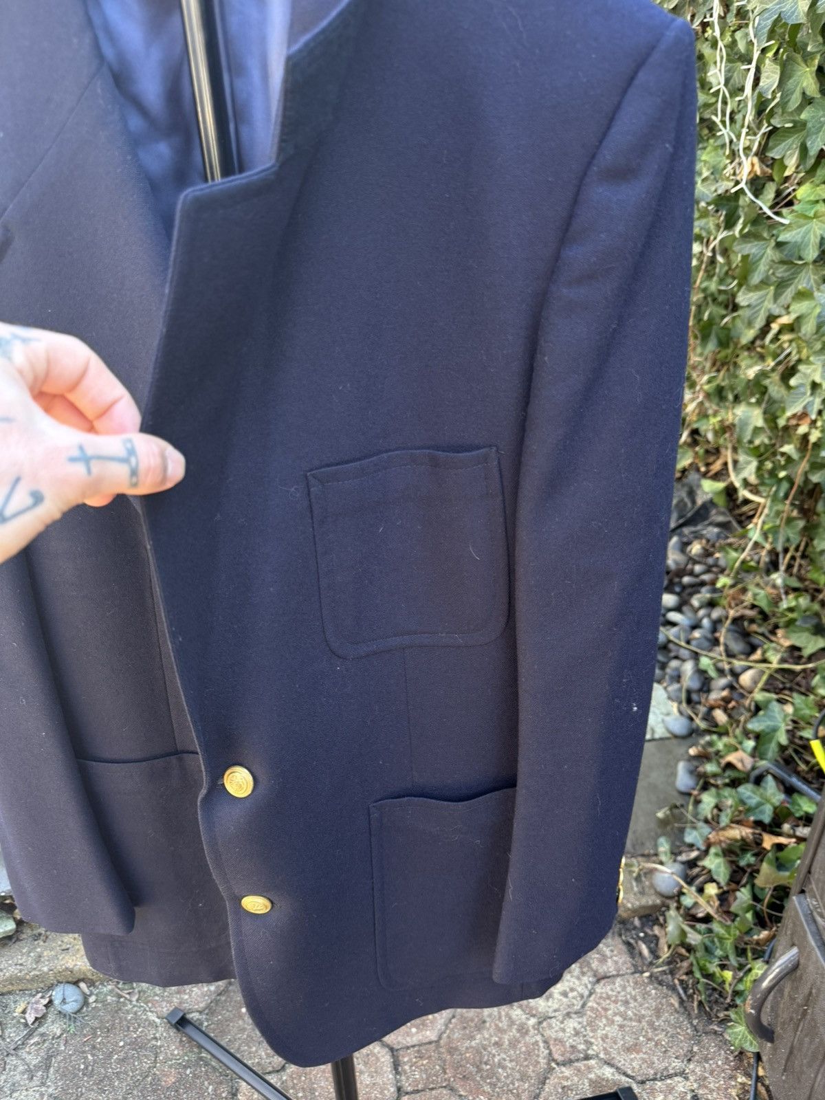 Vintage Vintage Dark Blue Wool Custom Made Miltary Blazer Button Size 42L - 5 Thumbnail