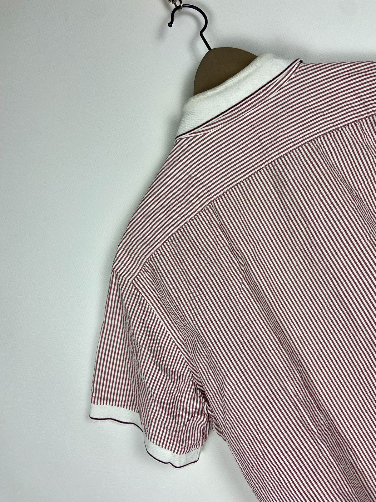 Brioni × Designer Brioni Striped Mens Shirt White Pink Short Sleeve Luxury Size US XL / EU 56 / 4 - 14 Thumbnail