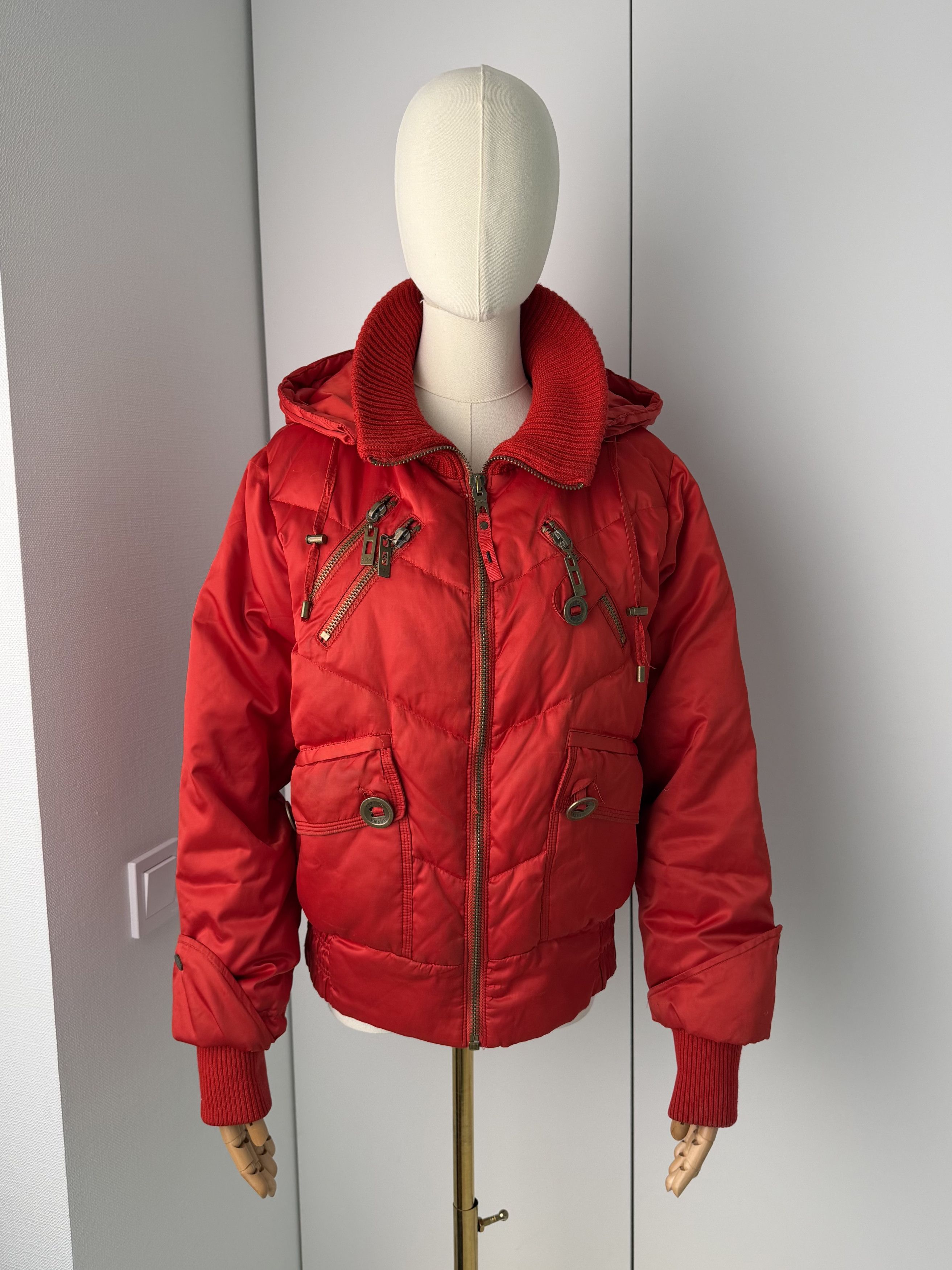 Vintage Vintage Red Puffer Jacket Women's Hooded Quilted Winter Coat Size L / US 10 / IT 46 - 1 Thumbnail