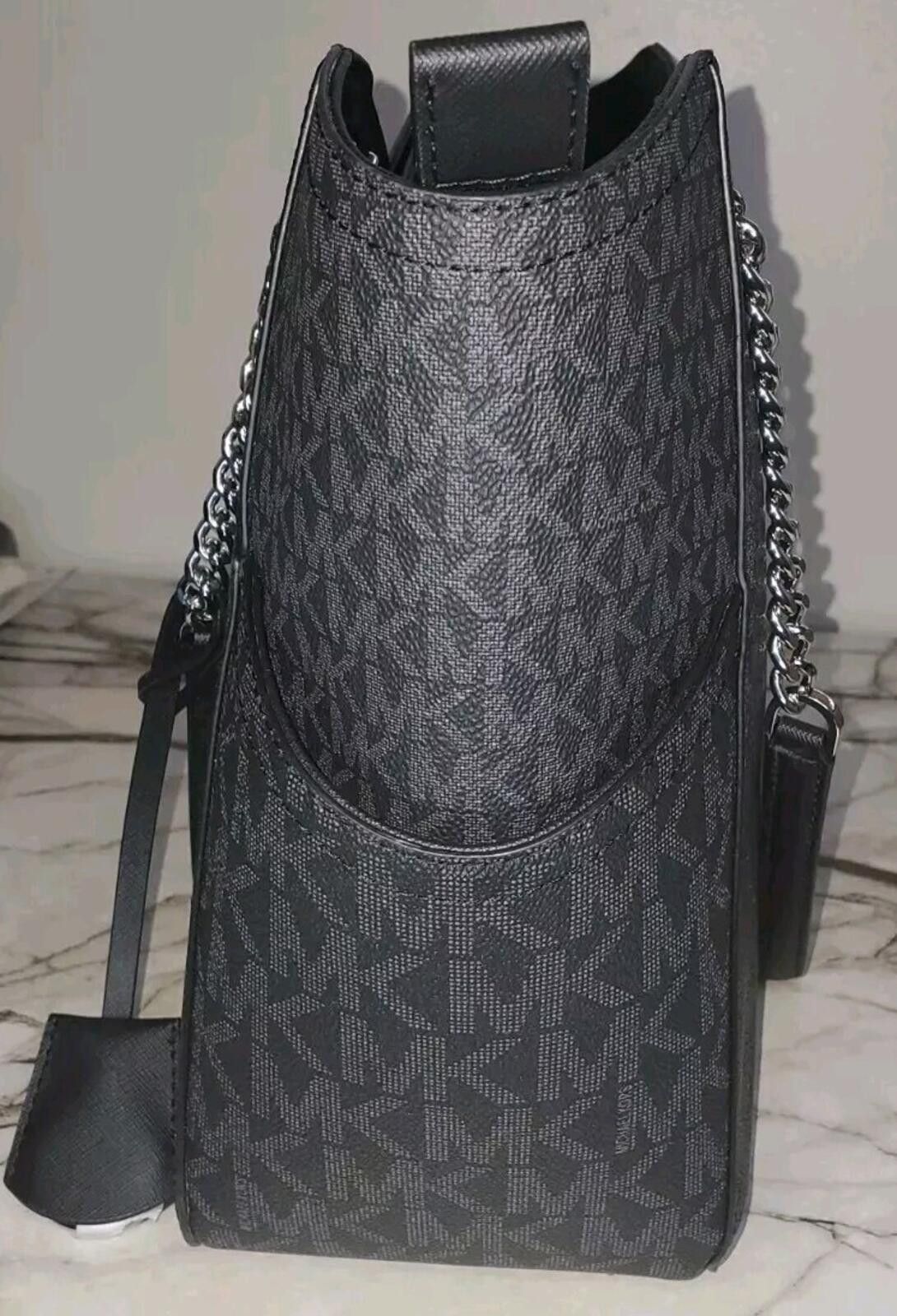 Michael Kors Michael Kors Jet Set Travel Large Chain Tote Black Monogram Size ONE SIZE - 6 Thumbnail