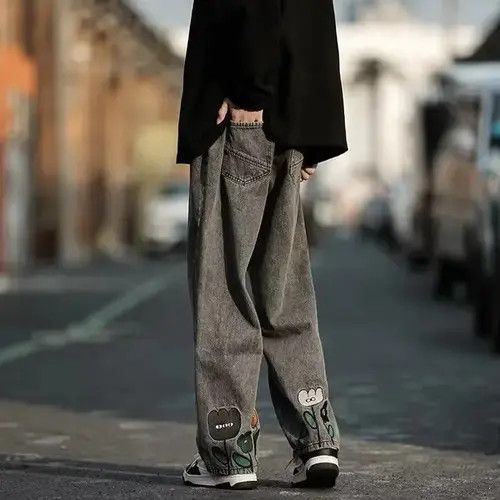 VIBE Y2K Flower Printed Baggy Jeans Size US 32 / EU 48 - 1 Thumbnail