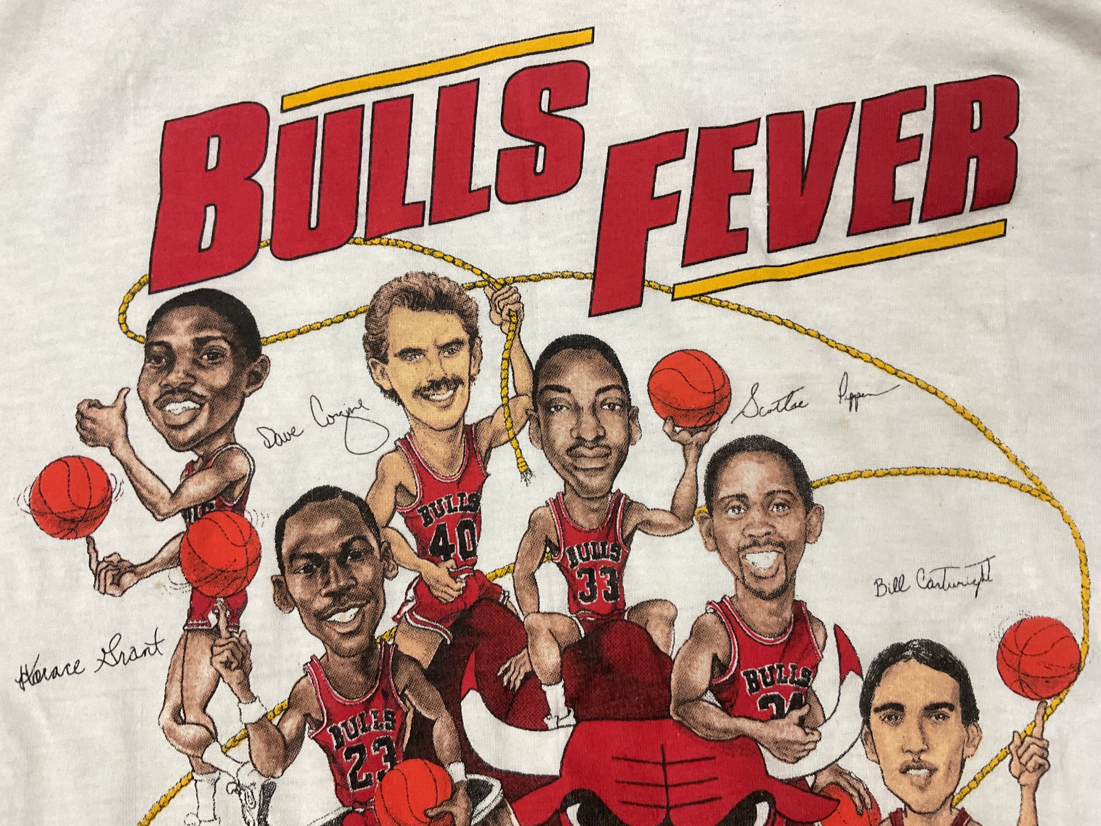 NBA Vintage 80s Chicago Bulls Fever Caricature Jordan T-Shirt Size US M / EU 48-50 / 2 - 4 Thumbnail