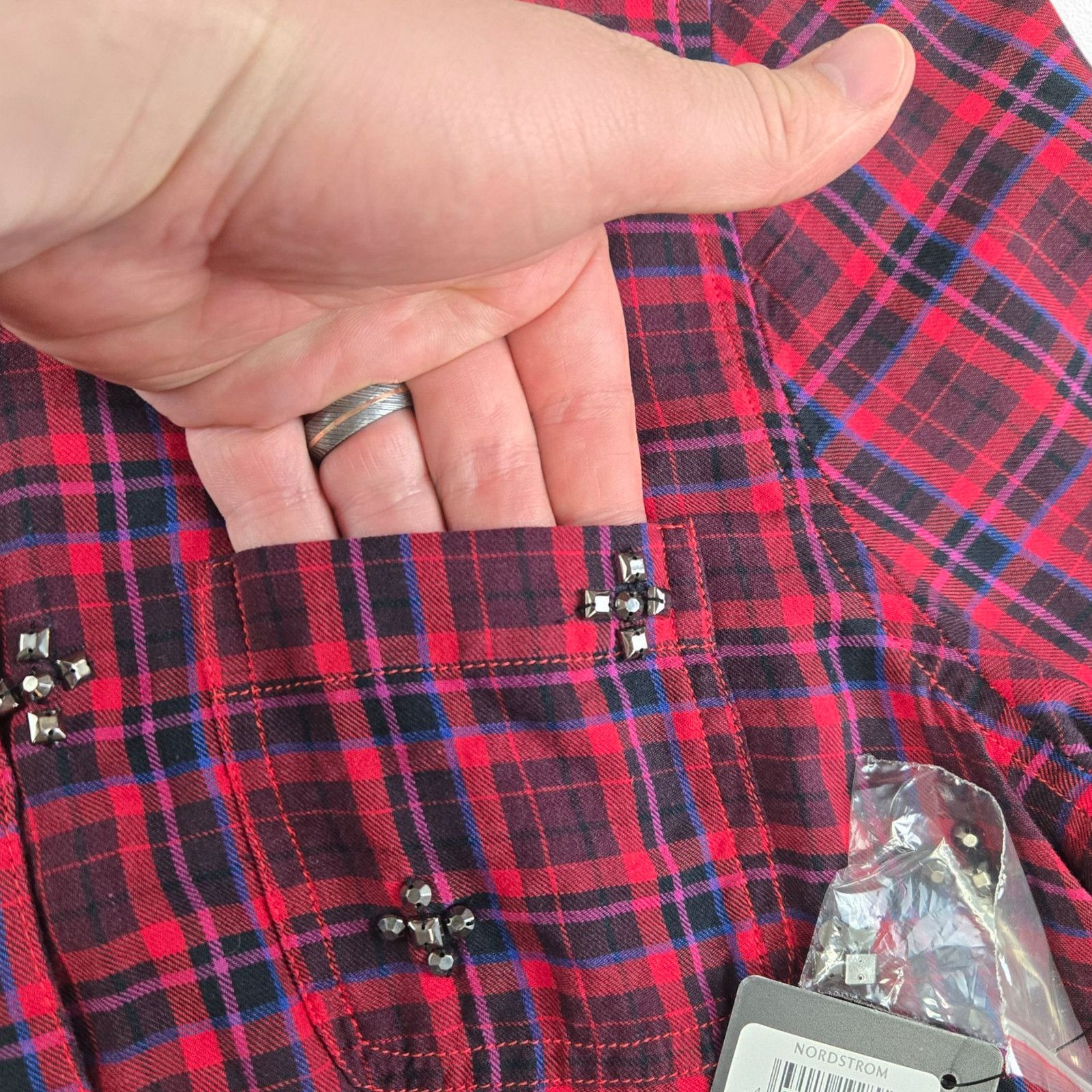 Other Embellished Plaid Button Down Shirt Flannel Size Medium Size M / US 6-8 / IT 42-44 - 8 Thumbnail