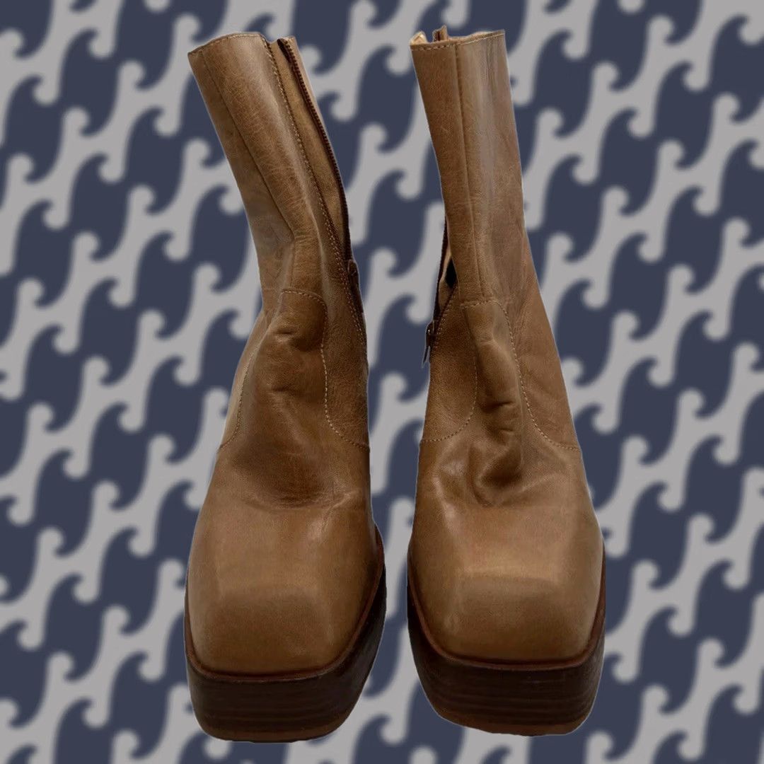 Free People Free People Ruby Platform Ankle Boots Womens 9.5 Brown Leather Chunky Heel Size US 10 / IT 40 - 1 Thumbnail