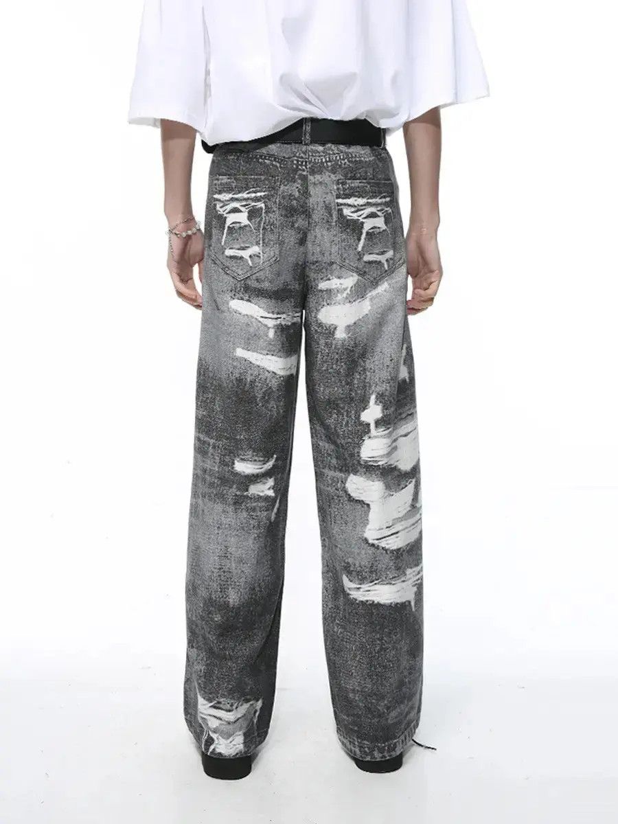 Japanese Brand Retro loose washed ripped jeans Size US 32 / EU 48 - 4 Thumbnail
