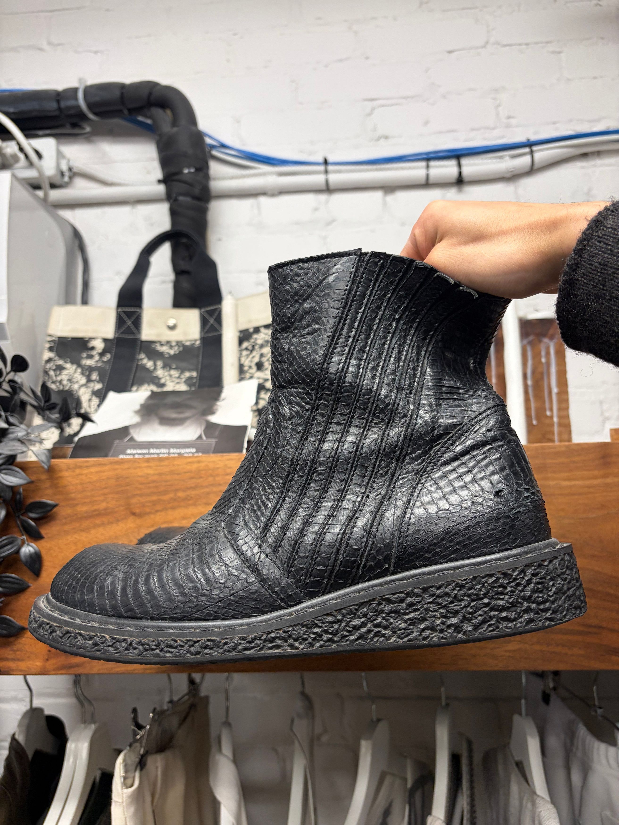 Rick Owens SS2009 Rick Owens ‘Strutter’ Black Python Hide Engineer Boots Size US 9 / EU 42 - 1 Thumbnail