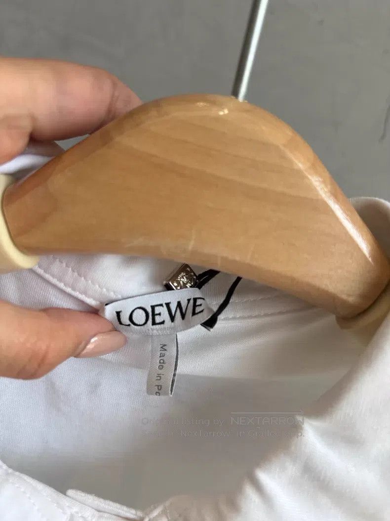 Loewe Loewe White polo collar seven-eighths sleeve top Size M / US 6-8 / IT 42-44 - 4 Thumbnail