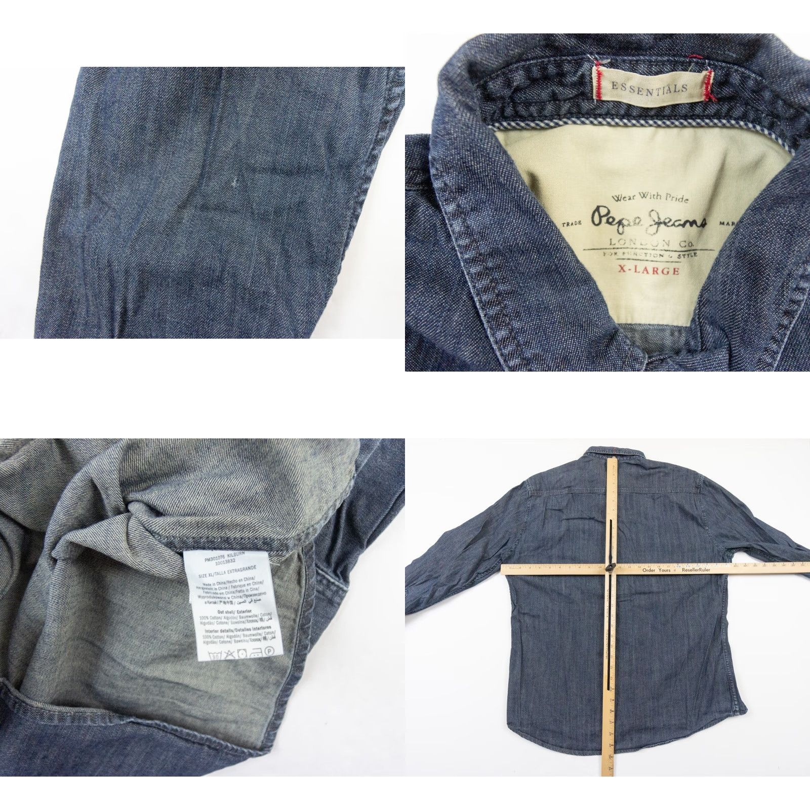 Pepe Jeans VINTAGE Pepe Jeans Men's Denim Shirt Adult XL Long Sleeve Blue Button Up Collared 90s Office Casual Size US XL / EU 56 / 4 - 8 Thumbnail
