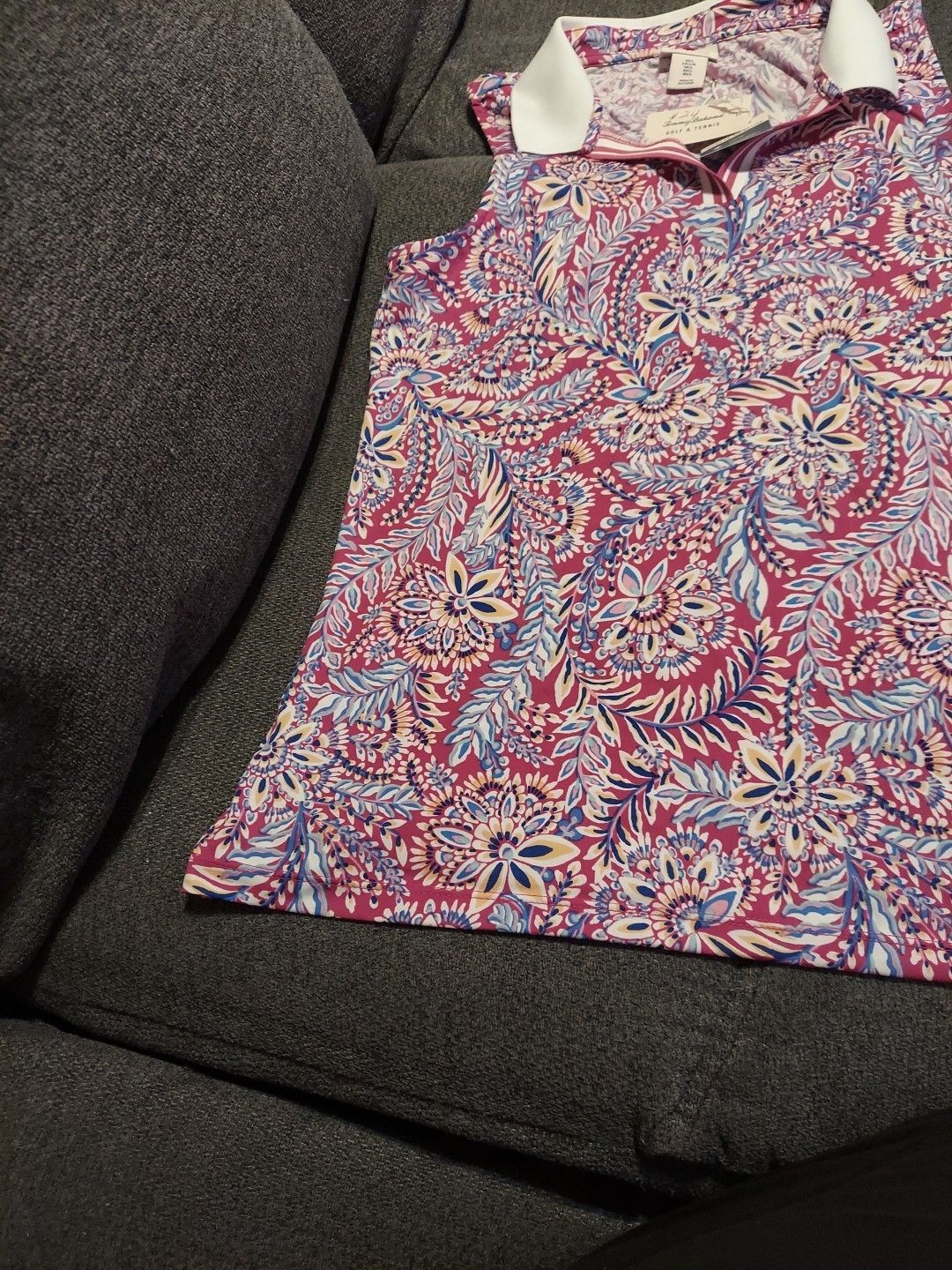 Tommy Bahama NWT Tommy Bahama Womens Large Golf Tennis Tank Shirt Floral Size L / US 10 / IT 46 - 3 Thumbnail