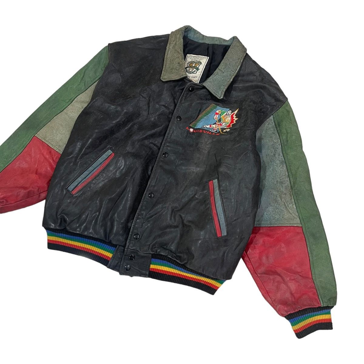 Louisville Slugger 🔥Vintage 90s Louisville Varsity Leather Jacket Size US L / EU 52-54 / 3 - 4 Thumbnail
