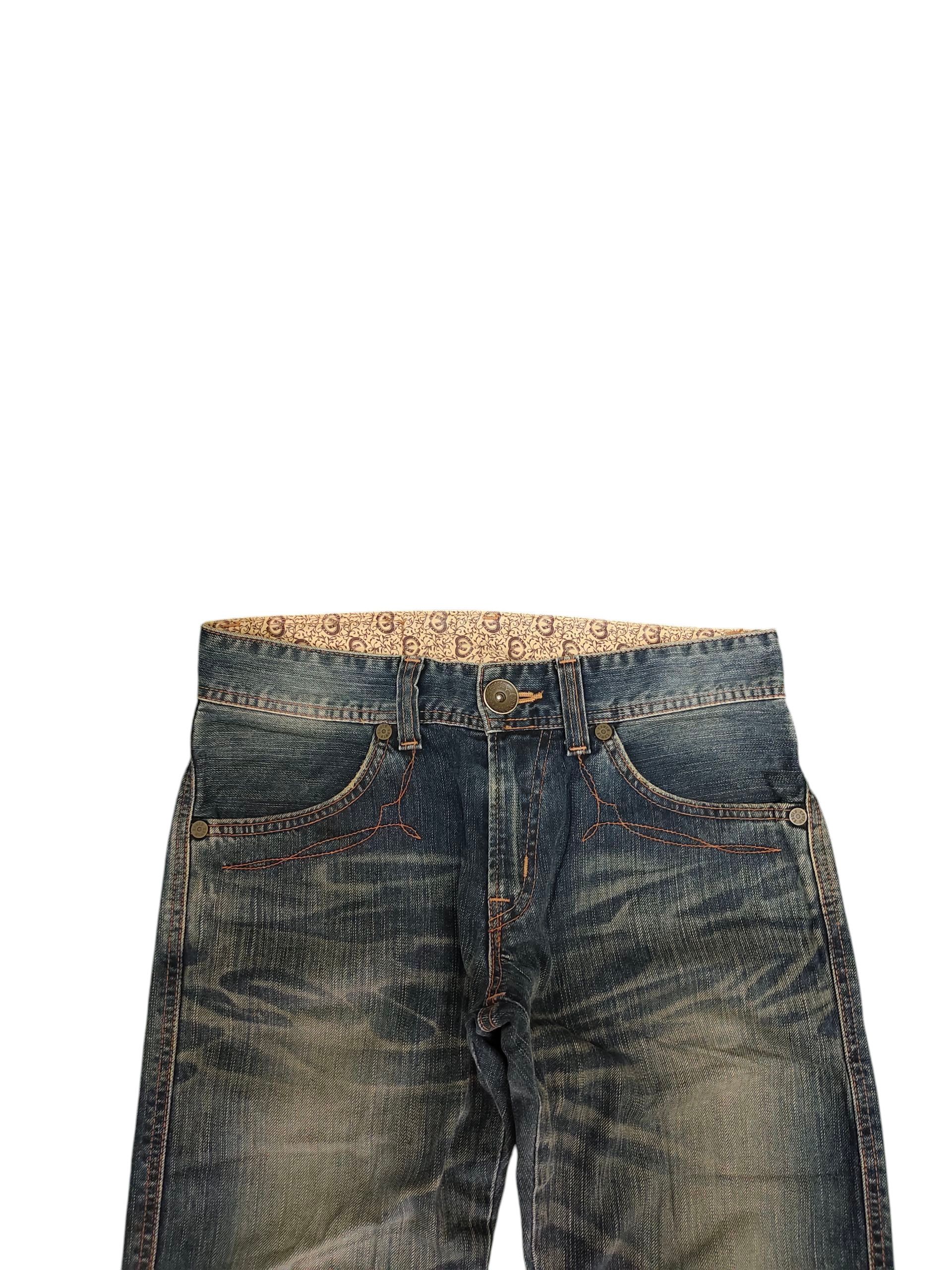 Tornado Mart Flare Jeans Edwin Blue Trip Leather Trim Clawmark Bootcut Size US 29 - 9 Thumbnail