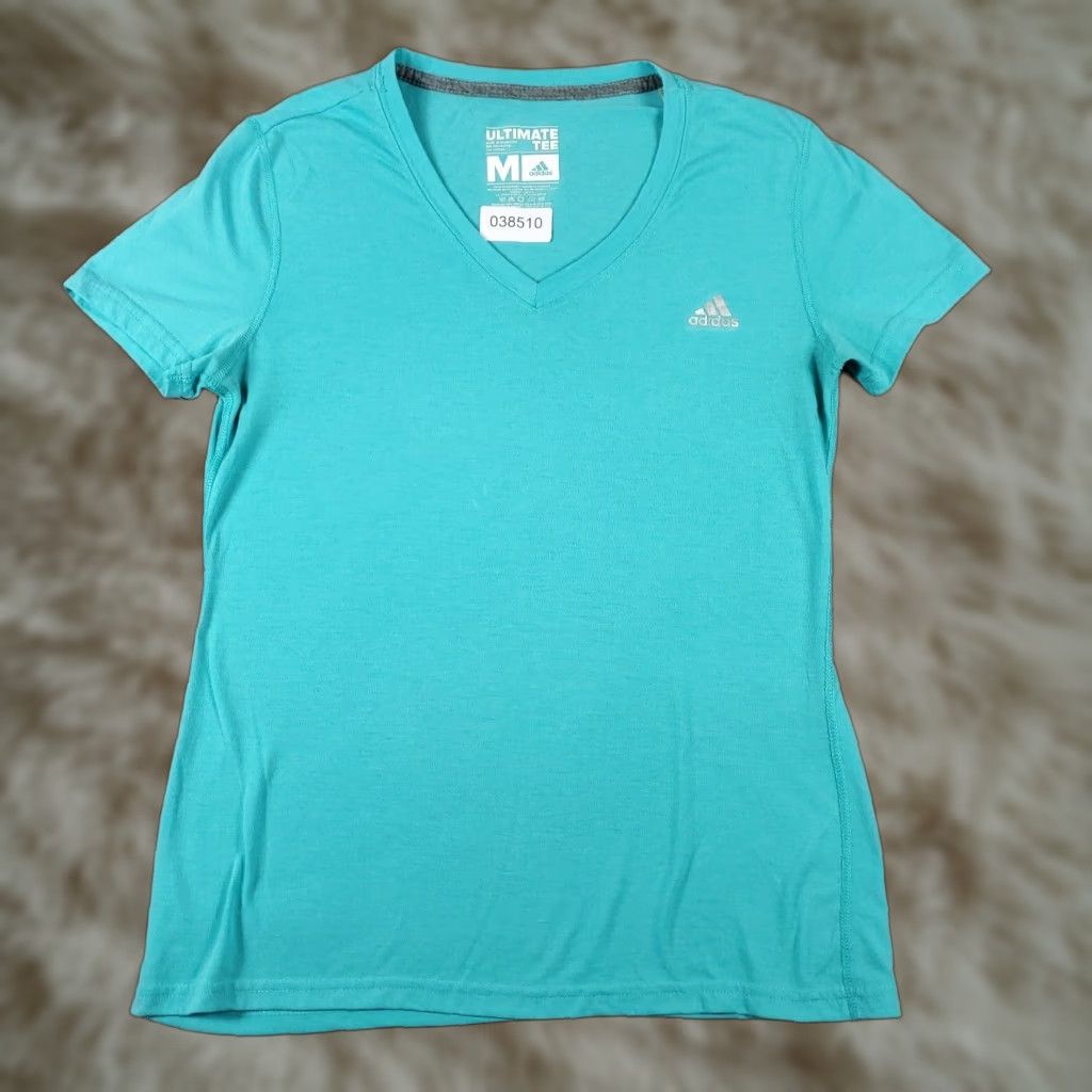 Adidas VINTAGE Adidas Women’s T-Shirt Casual Fit Size M Blue V-Neck Short Sleeve Logo Basic Size M / US 6-8 / IT 42-44 - 1 Thumbnail
